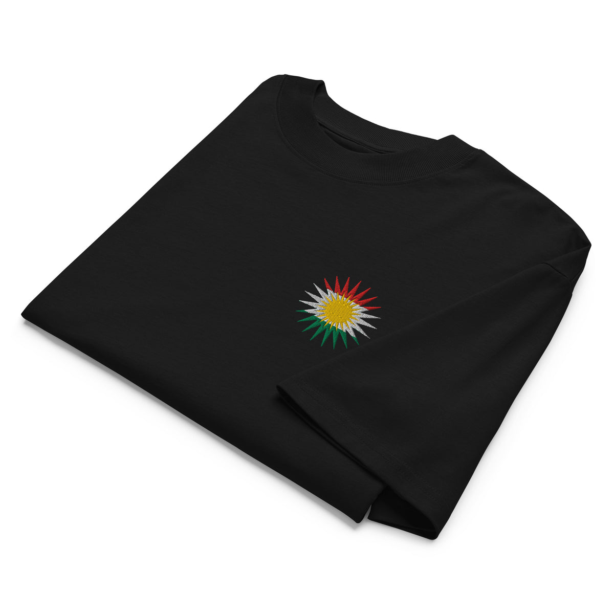 Camiseta unisex con la bandera de Kurdistán bordada – Camiseta kurda oversize – Estampado trasero