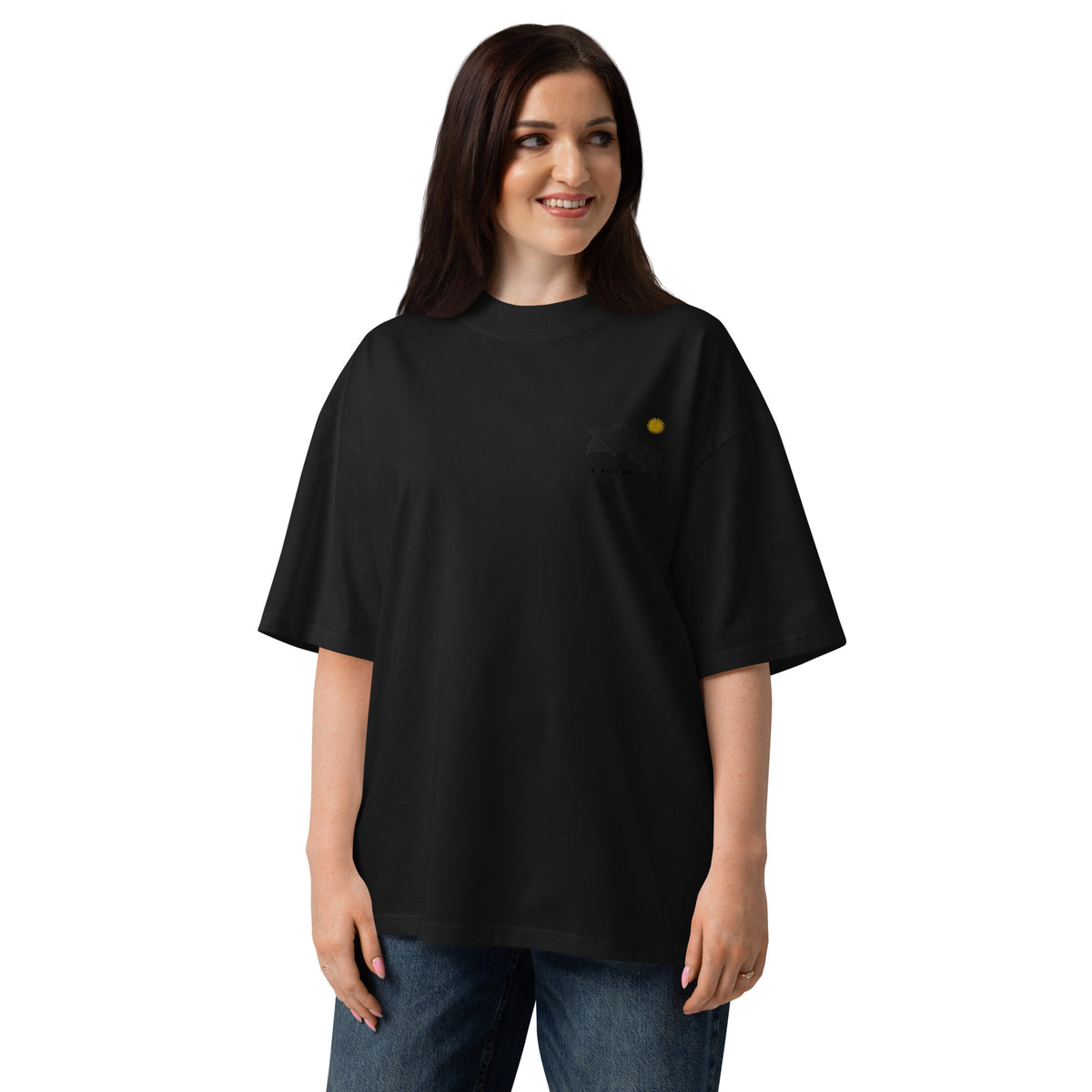 Embroidered Kurdistan Map Oversized T-Shirt | Organic Cotton – Kurdish Statement Tee
