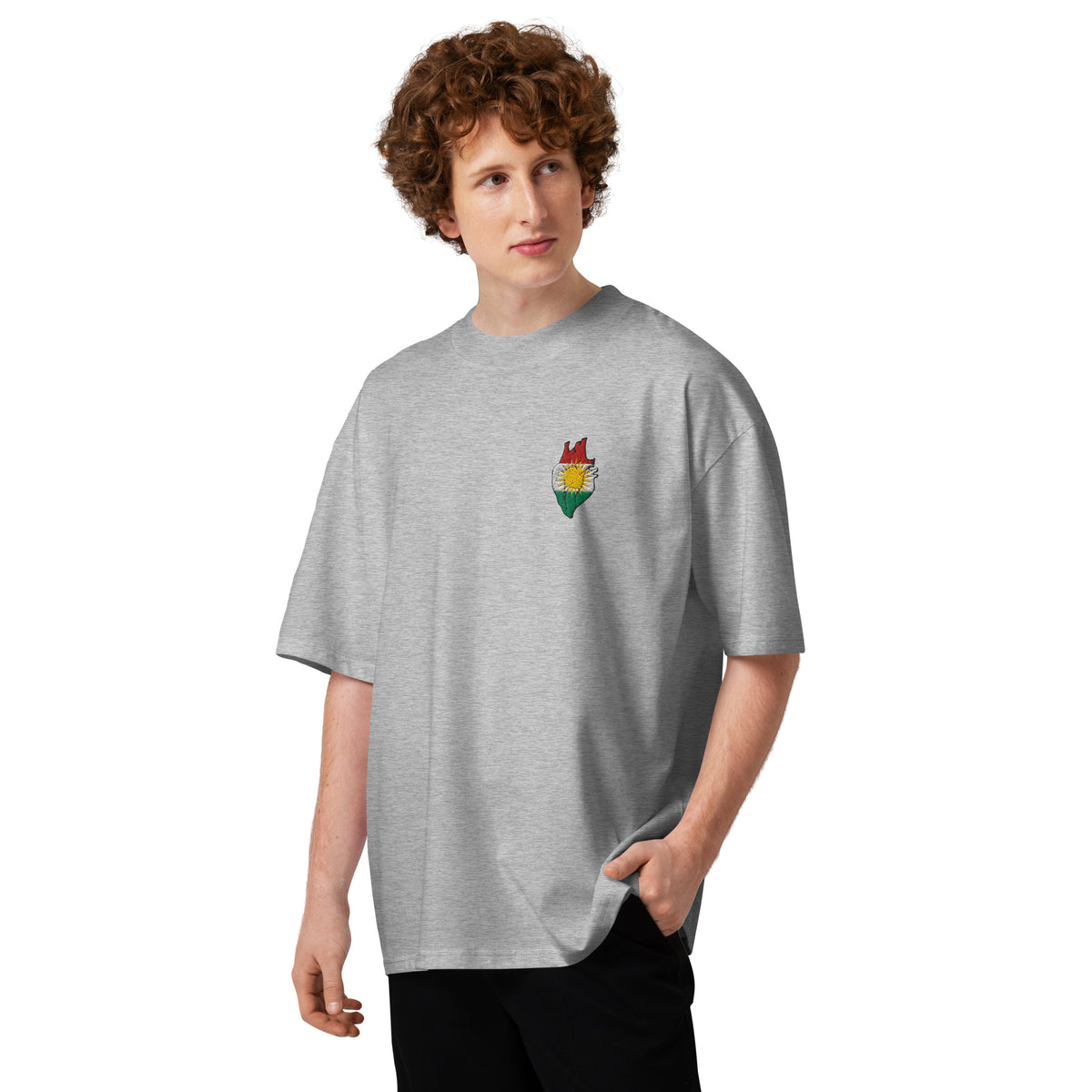 Embroidered Kurdistan Unisex T-Shirt – Kurdistan Hard Oversized Tee – Kurdish Statement Tee