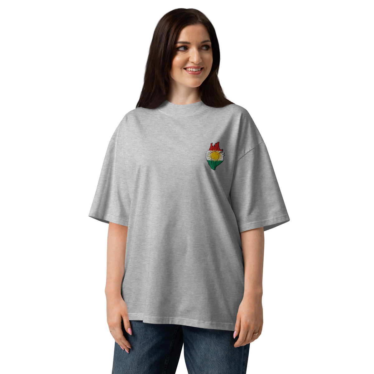 Embroidered Kurdistan Unisex T-Shirt – Kurdistan Hard Oversized Tee – Unisex Fit
