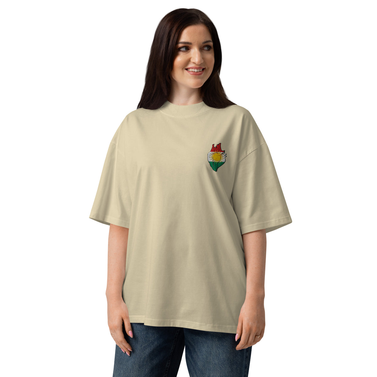 Embroidered Kurdistan Unisex T-Shirt – Kurdistan Hard Oversized Tee – Back Print
