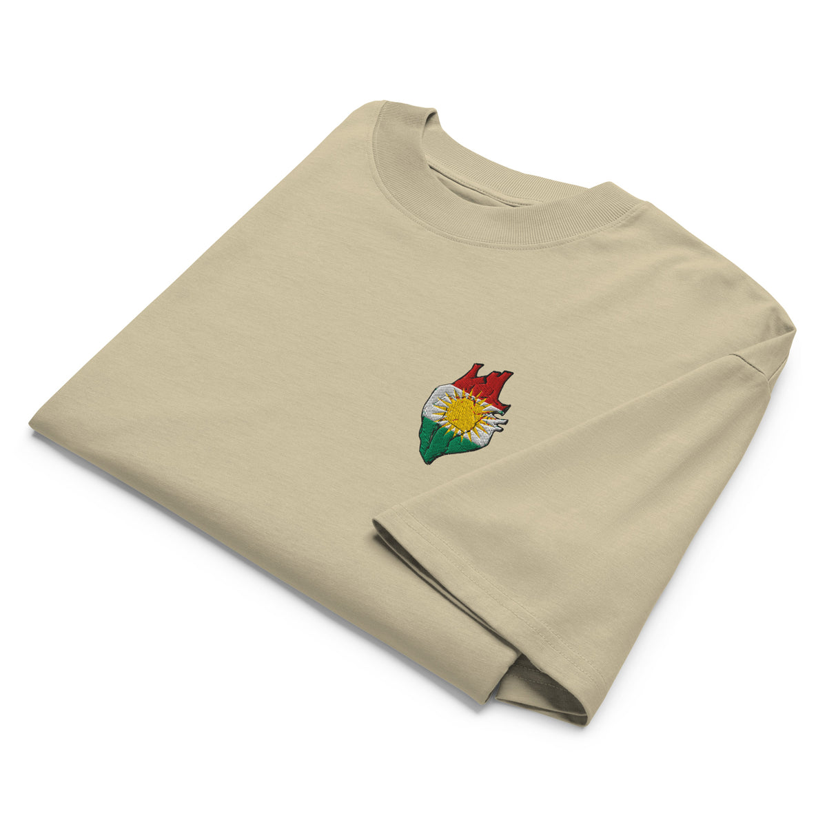 Embroidered Kurdistan Unisex T-Shirt – Kurdistan Hard Oversized Tee – Model Front View (2)