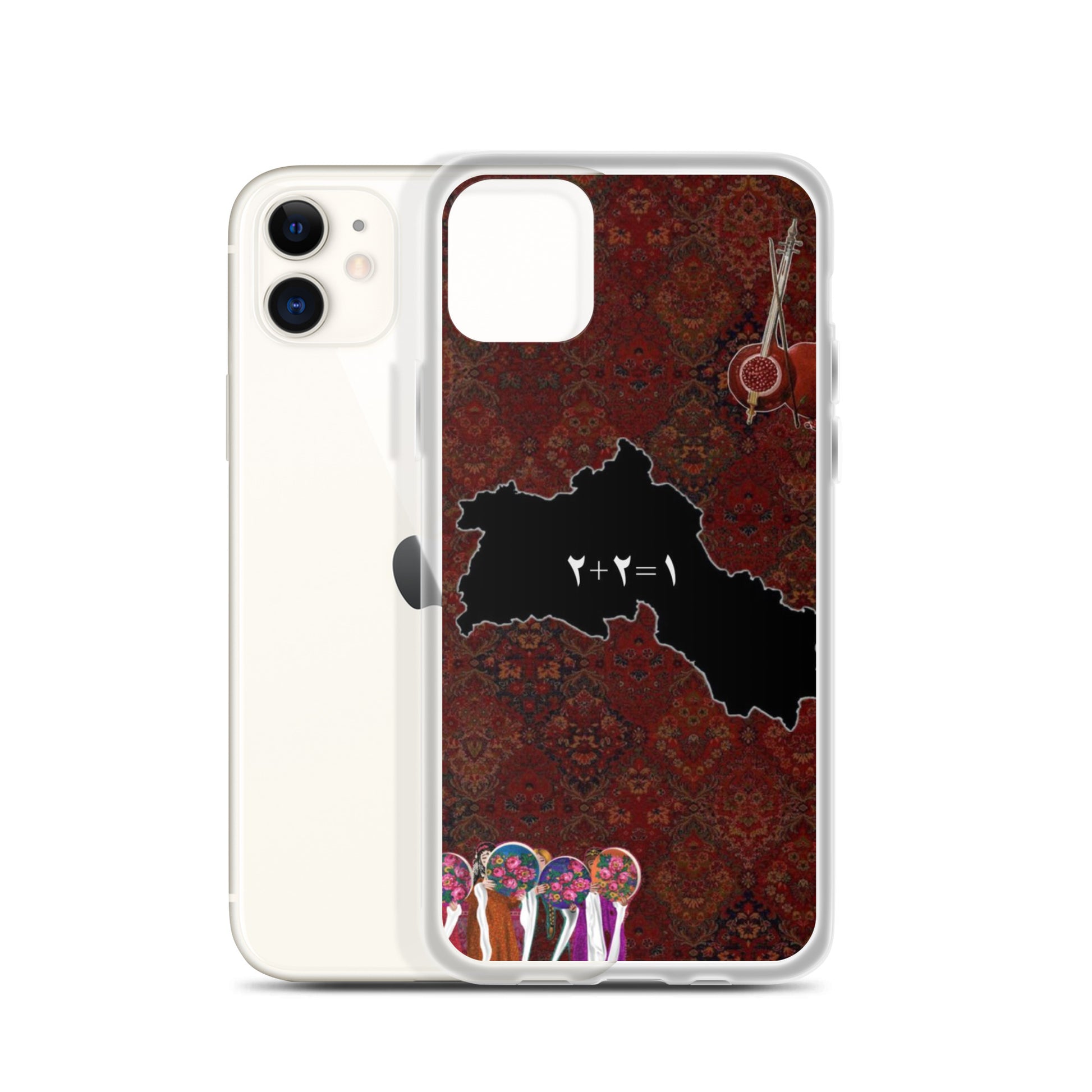 Kurdistan Map Clear iPhone Case | Kurdish 2+2=1 Phone Case - Kurdish Identity Phone Case | MarsoniPrint