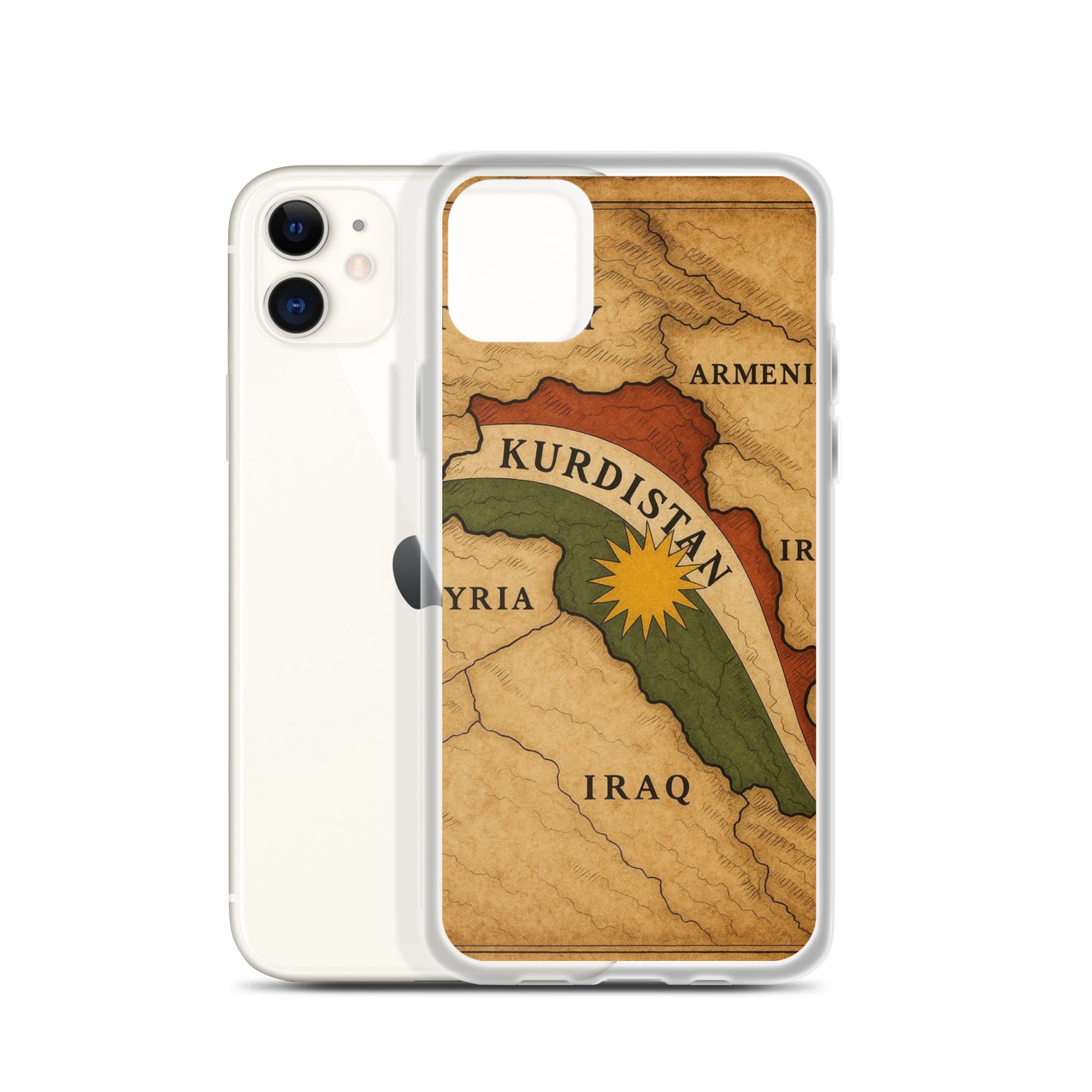 Kurdistan Map & Flag Clear iPhone Case | Kurdish 2+2=1 - Kurdish Identity Phone Case | MarsoniPrint