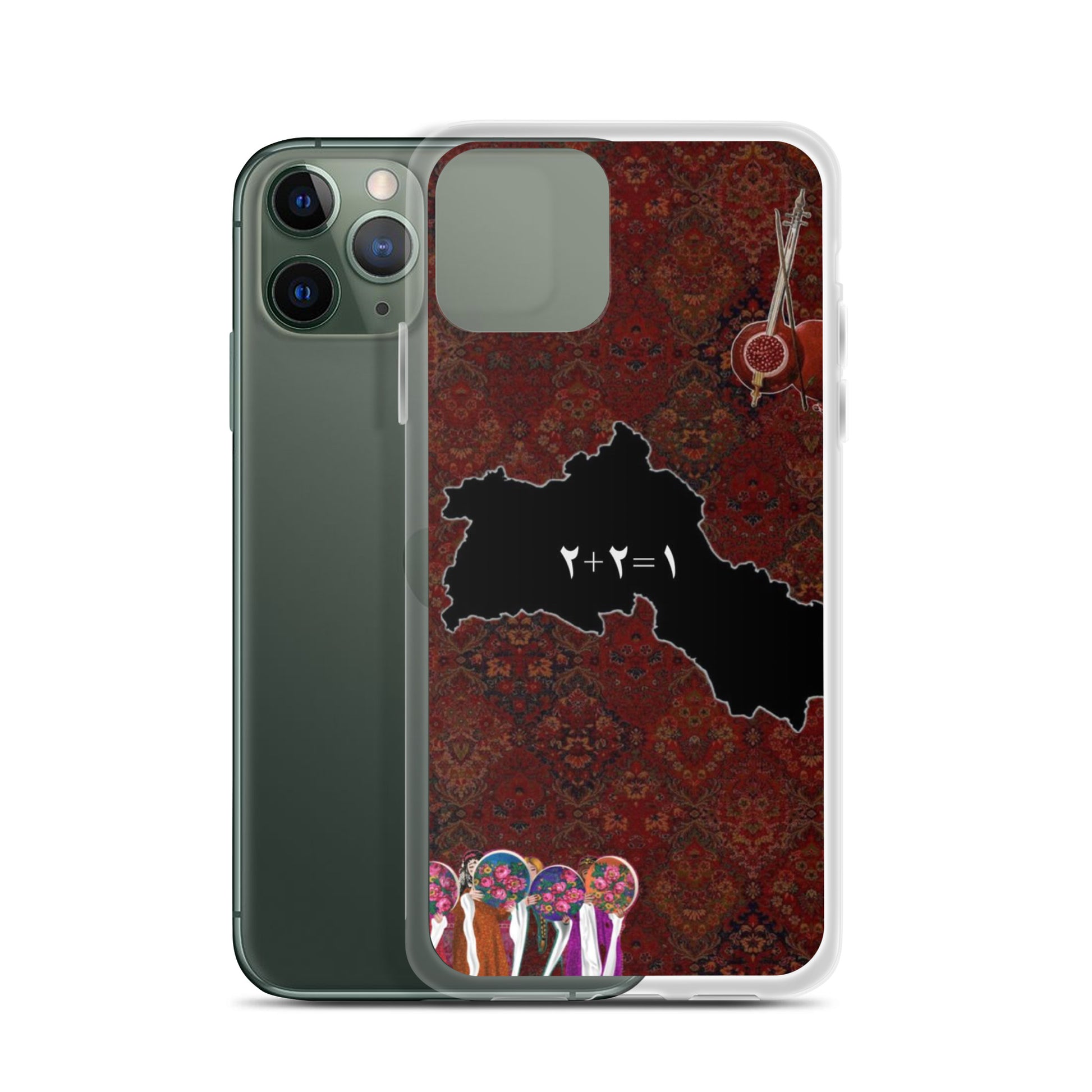 Kurdistan Map Clear iPhone Case | Kurdish 2+2=1 Phone Case - Kurdish Identity Phone Case | MarsoniPrint