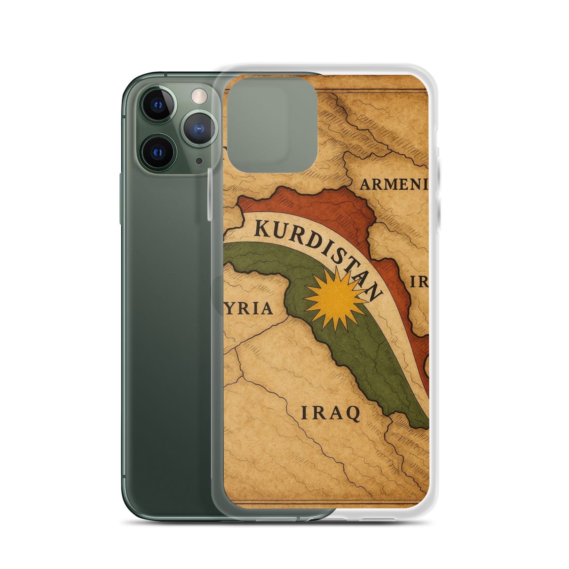 Kurdistan Map & Flag Clear iPhone Case | Kurdish 2+2=1 - Kurdish Identity Phone Case | MarsoniPrint
