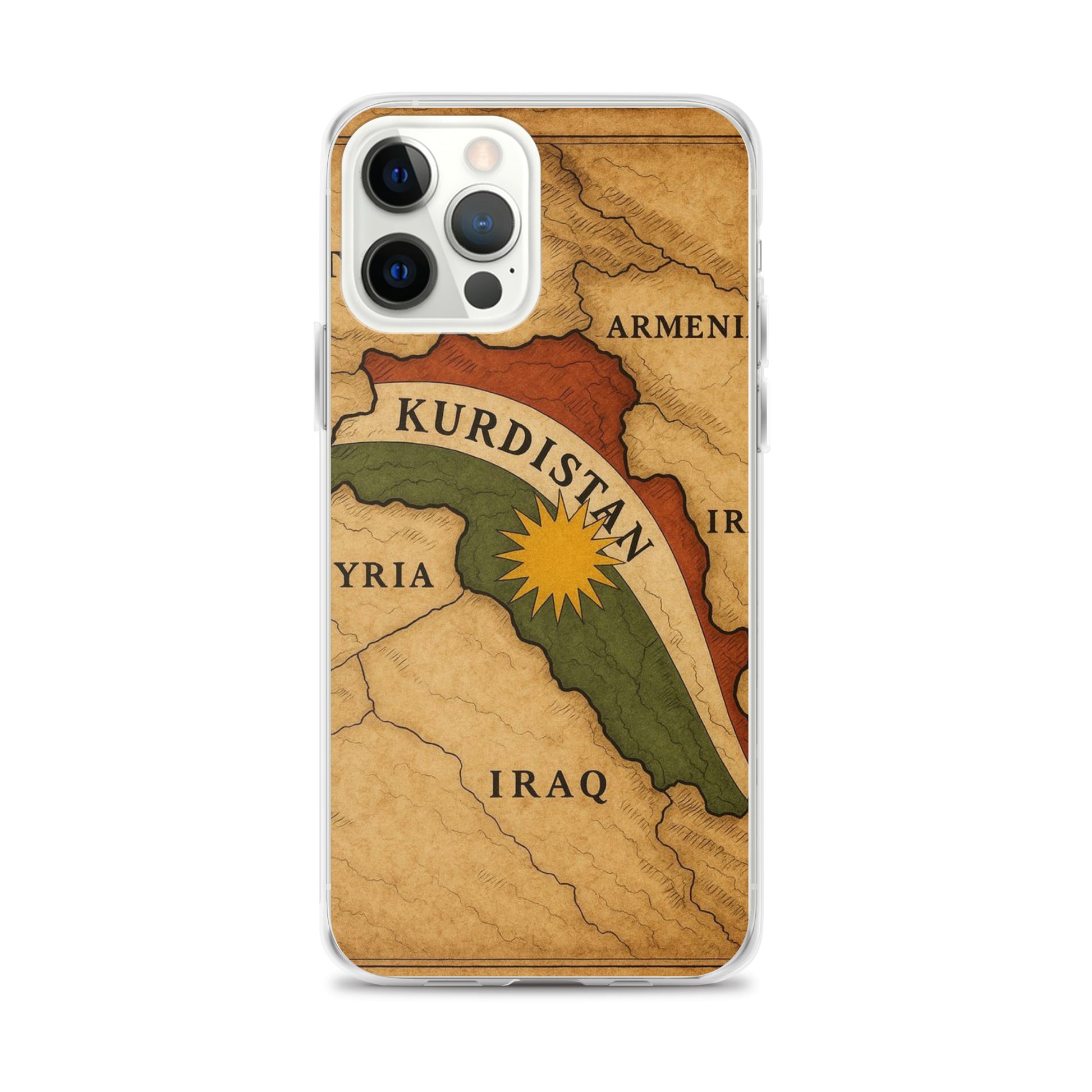 Kurdistan Map & Flag Clear iPhone Case | Kurdish 2+2=1 - Kurdish Identity Phone Case | MarsoniPrint