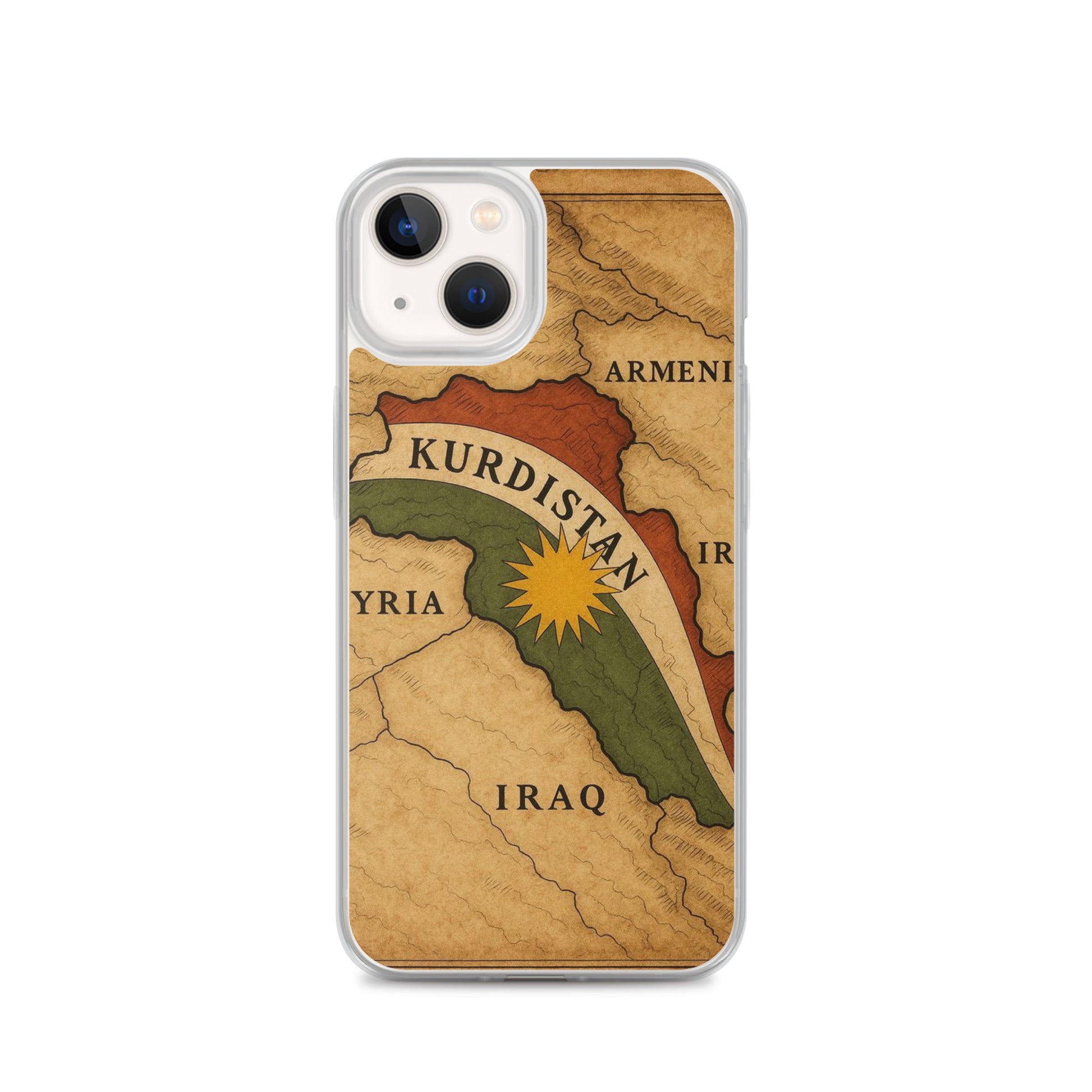 Kurdistan Map & Flag Clear iPhone Case | Kurdish 2+2=1 - Kurdish Identity Phone Case | MarsoniPrint