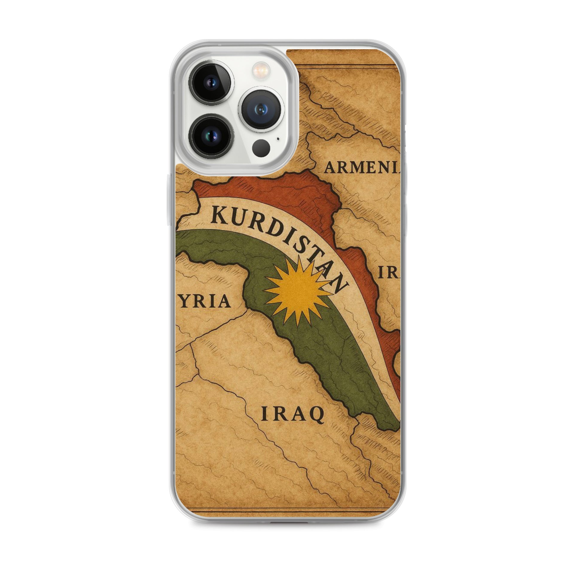 Kurdistan Map & Flag Clear iPhone Case | Kurdish 2+2=1 - Kurdish Identity Phone Case | MarsoniPrint