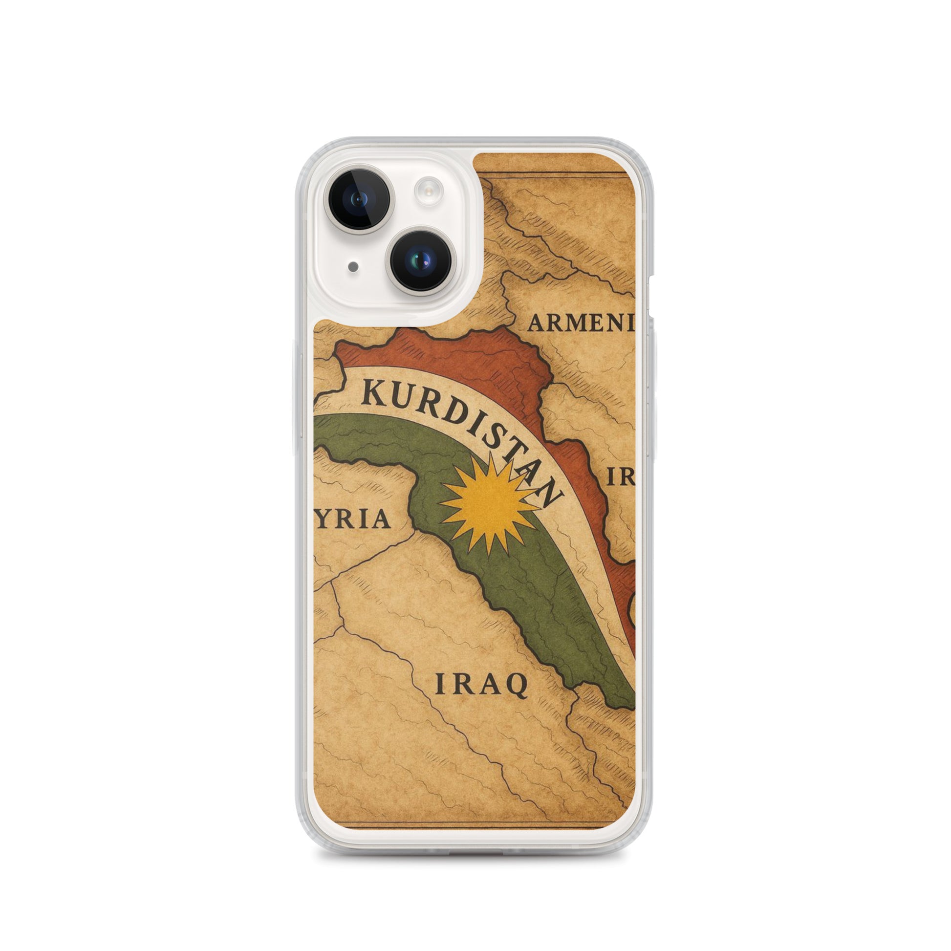 Kurdistan Map & Flag Clear iPhone Case | Kurdish 2+2=1 - Kurdish Identity Phone Case | MarsoniPrint