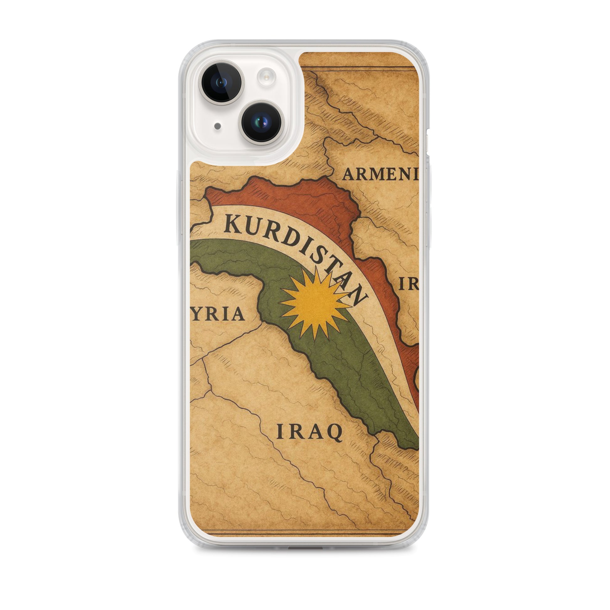 Kurdistan Map & Flag Clear iPhone Case | Kurdish 2+2=1 - Kurdish Identity Phone Case | MarsoniPrint