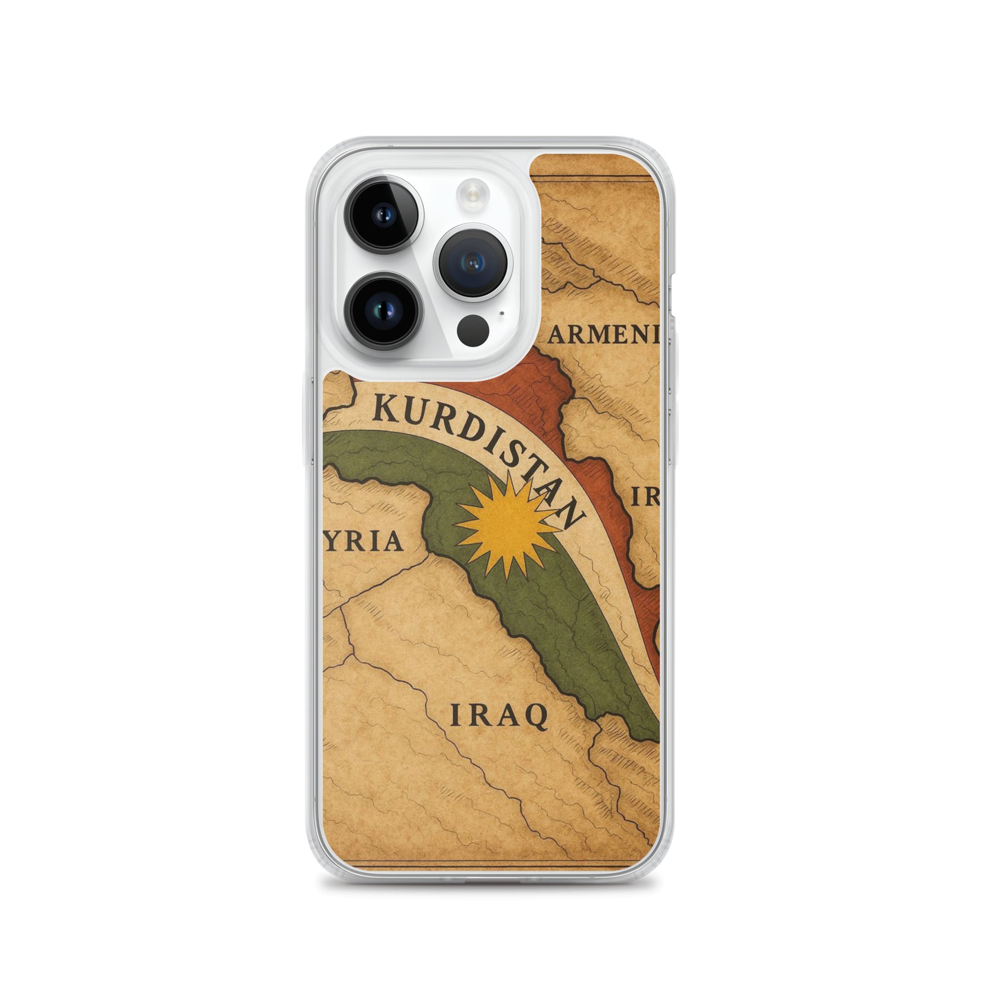 Kurdistan Map & Flag Clear iPhone Case | Kurdish 2+2=1 - Kurdish Identity Phone Case | MarsoniPrint