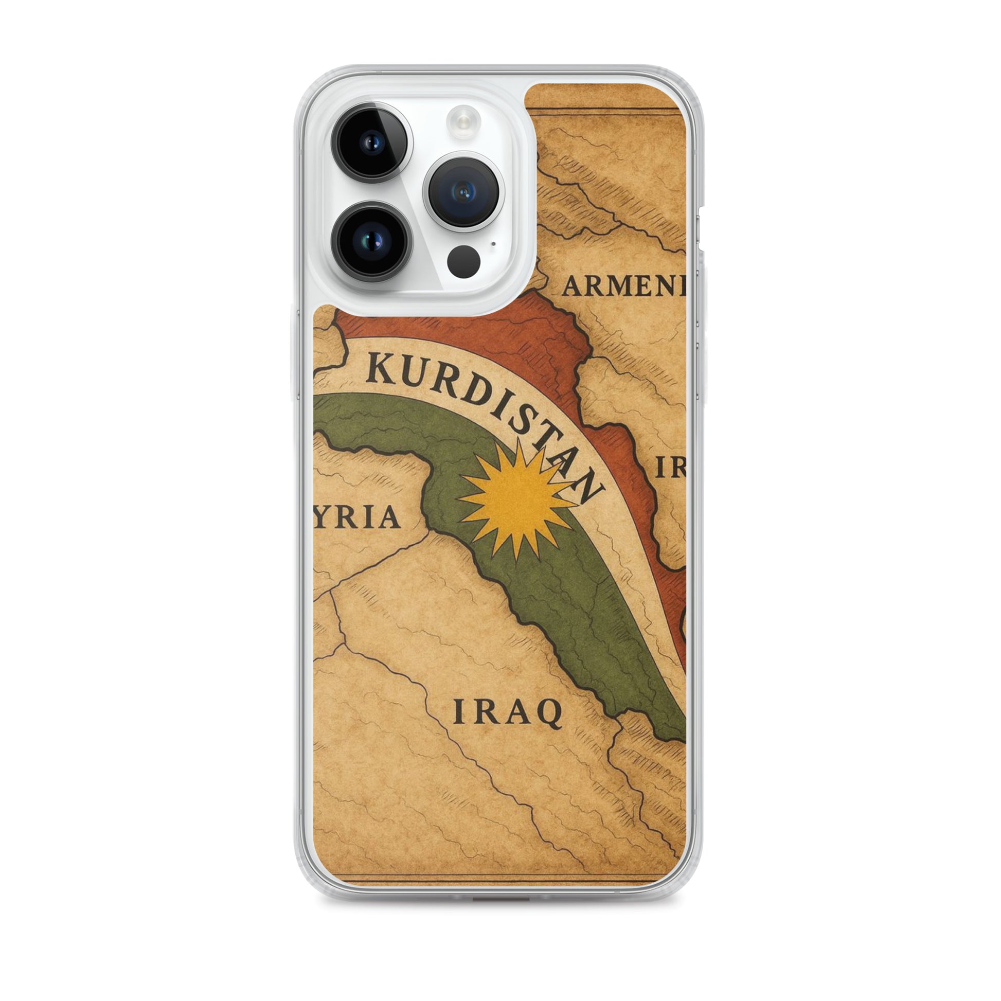 Kurdistan Map & Flag Clear iPhone Case | Kurdish 2+2=1 - Kurdish Identity Phone Case | MarsoniPrint