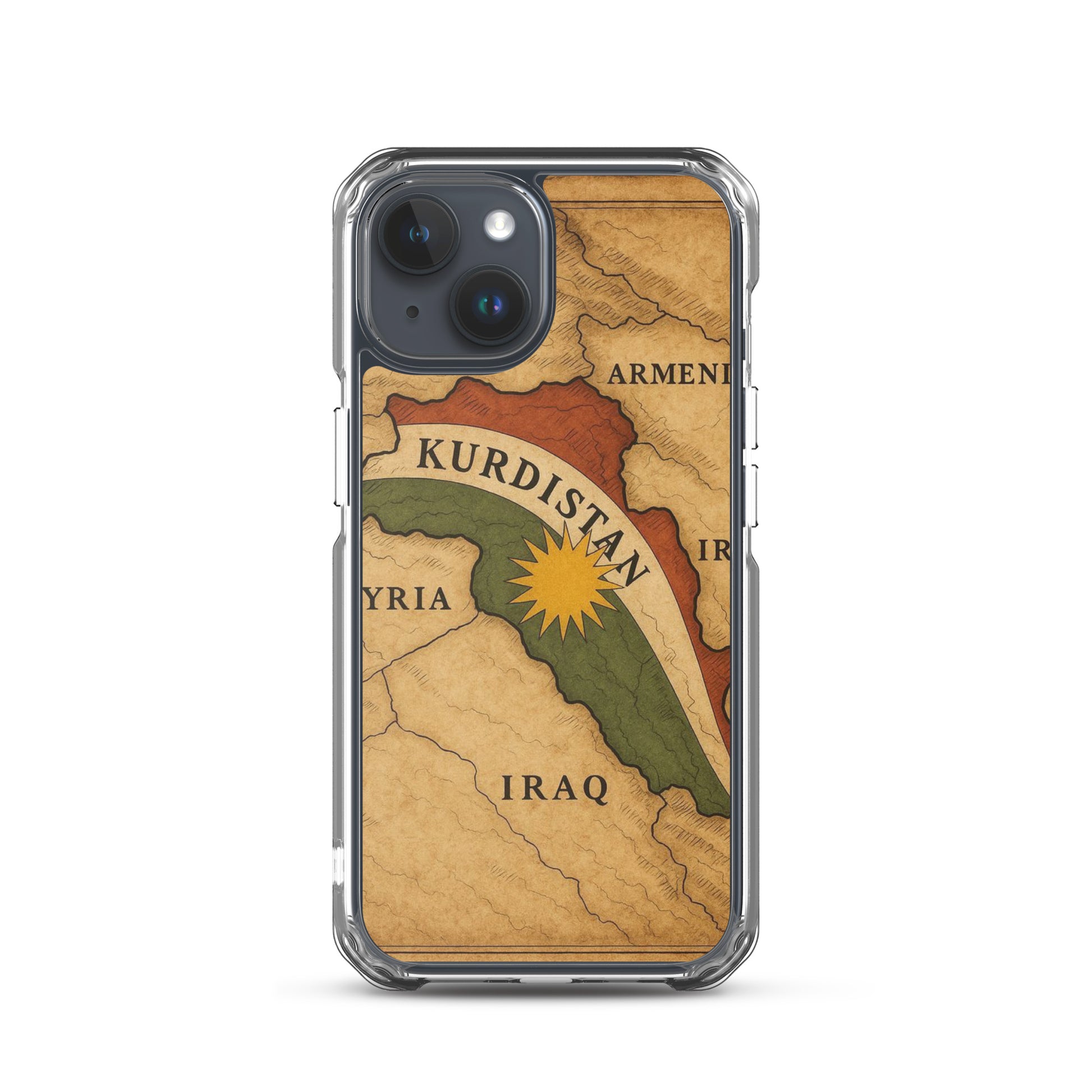 Kurdistan Map & Flag Clear iPhone Case | Kurdish 2+2=1 - Kurdish Identity Phone Case | MarsoniPrint