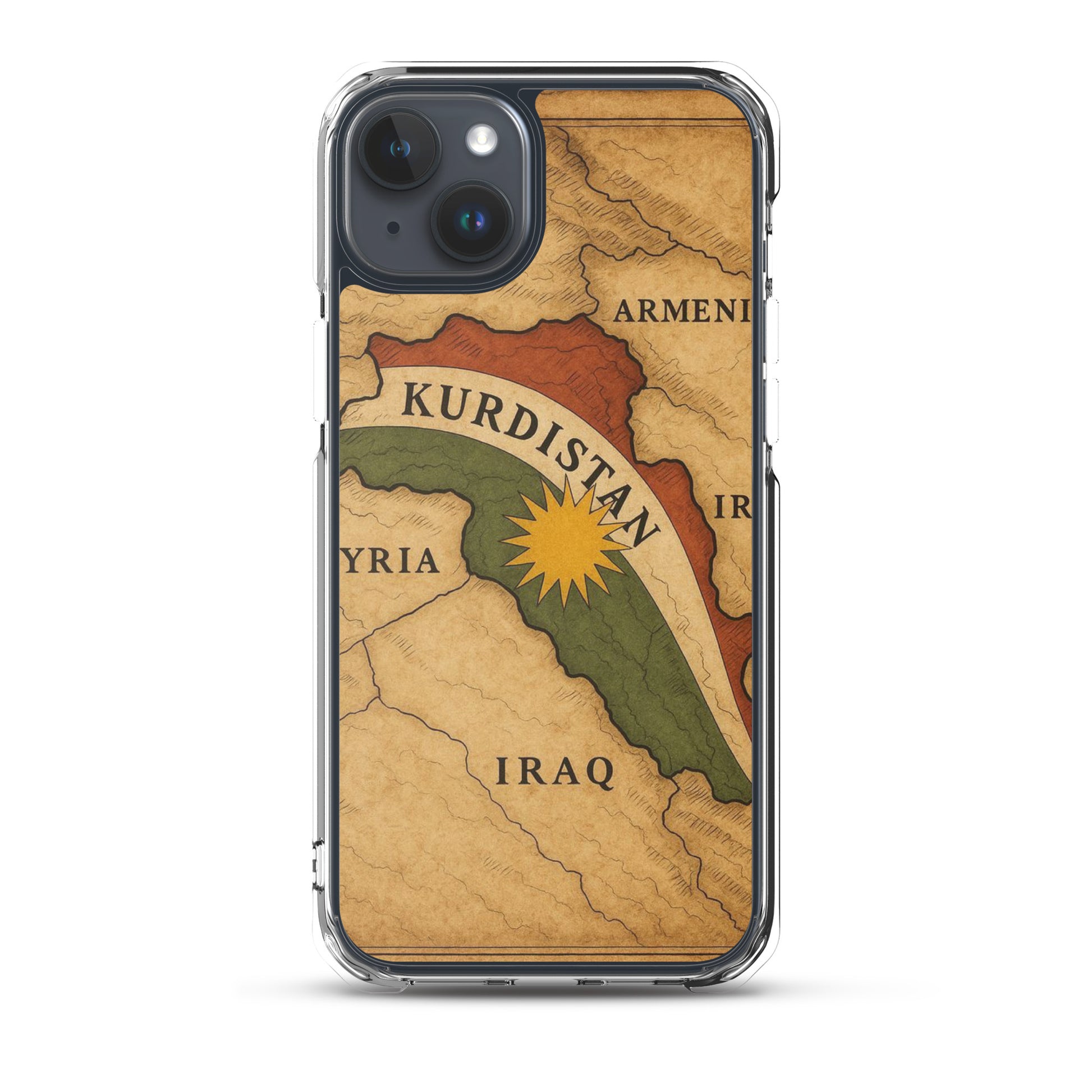 Kurdistan Map & Flag Clear iPhone Case | Kurdish 2+2=1 - Kurdish Identity Phone Case | MarsoniPrint