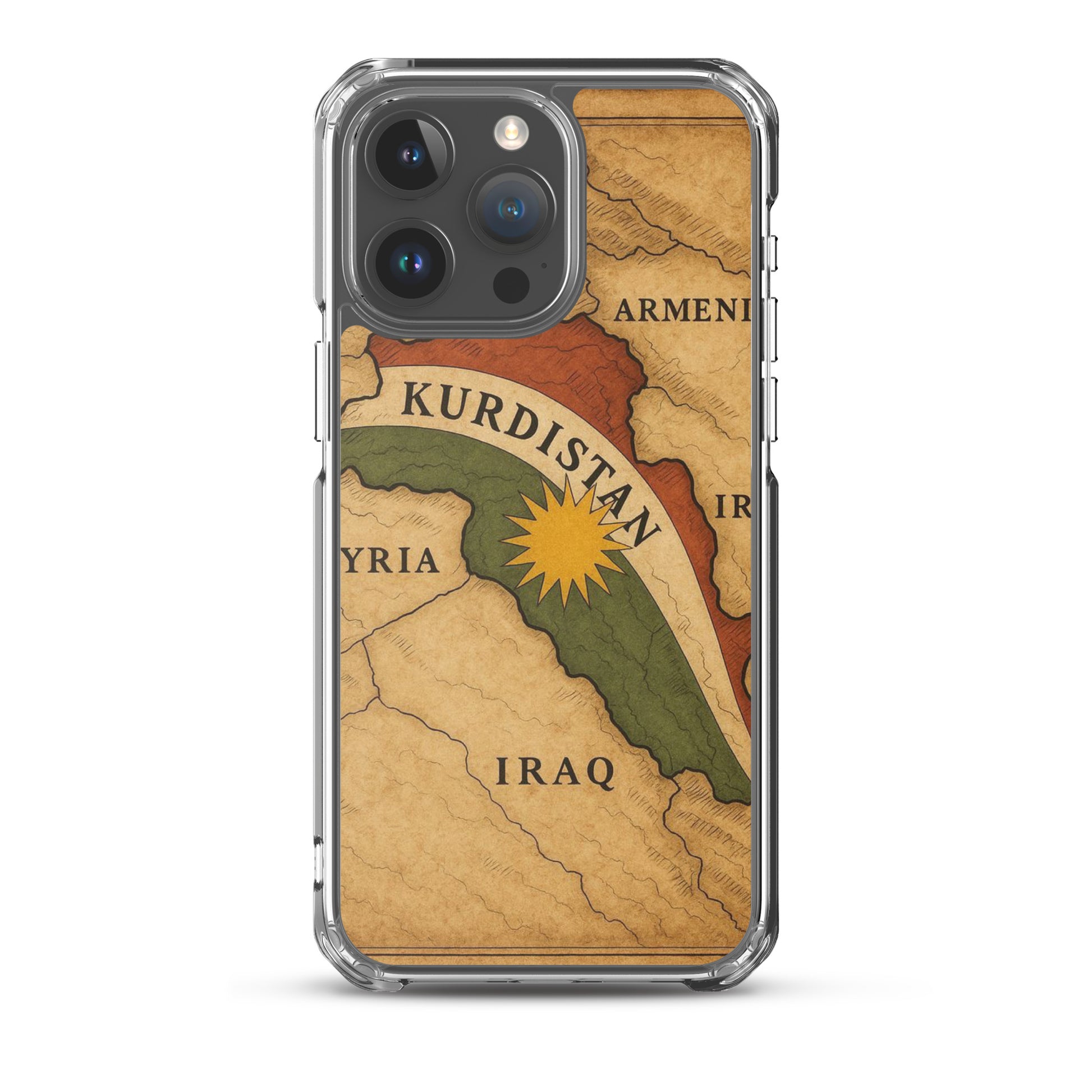 Kurdistan Map & Flag Clear iPhone Case | Kurdish 2+2=1 - Kurdish Identity Phone Case | MarsoniPrint