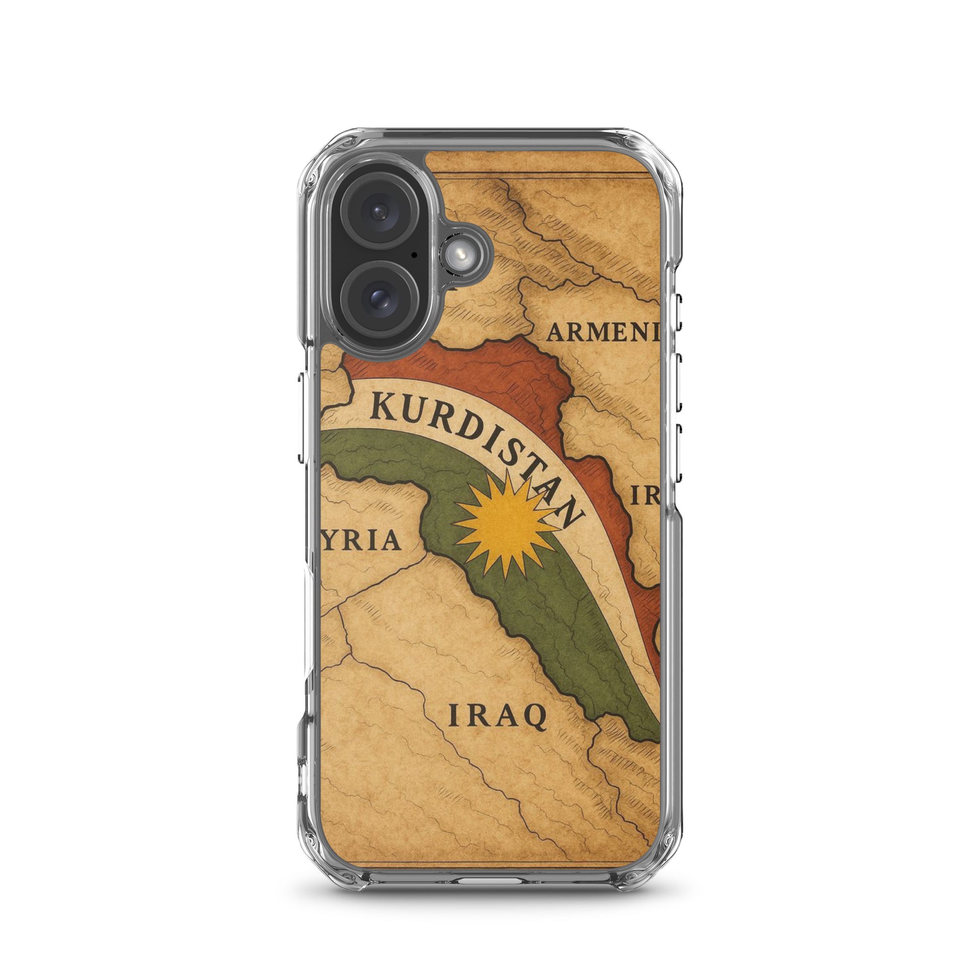 Kurdistan Map & Flag Clear iPhone Case | Kurdish 2+2=1 - Kurdish Identity Phone Case | MarsoniPrint