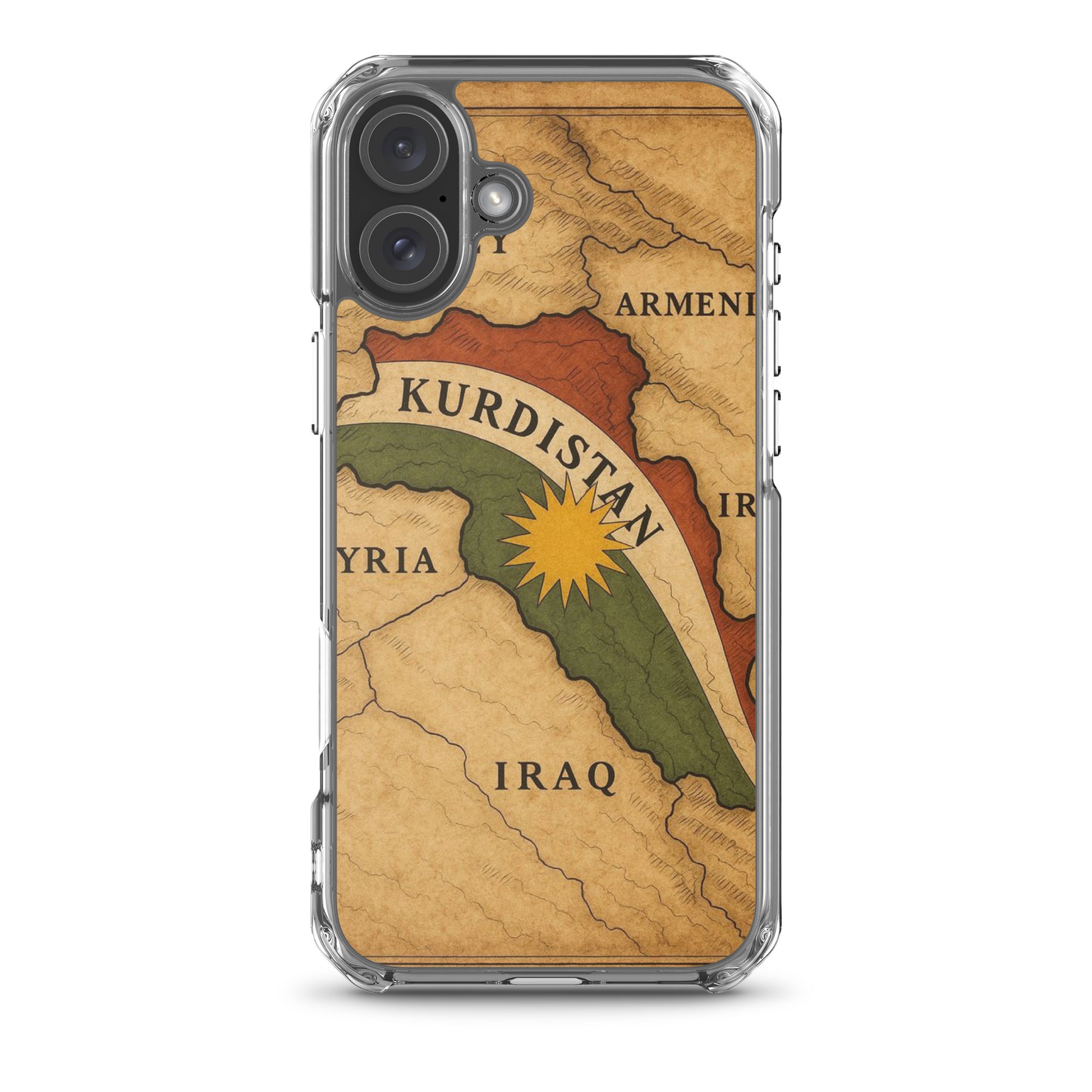 Kurdistan Map & Flag Clear iPhone Case | Kurdish 2+2=1 - Kurdish Identity Phone Case | MarsoniPrint
