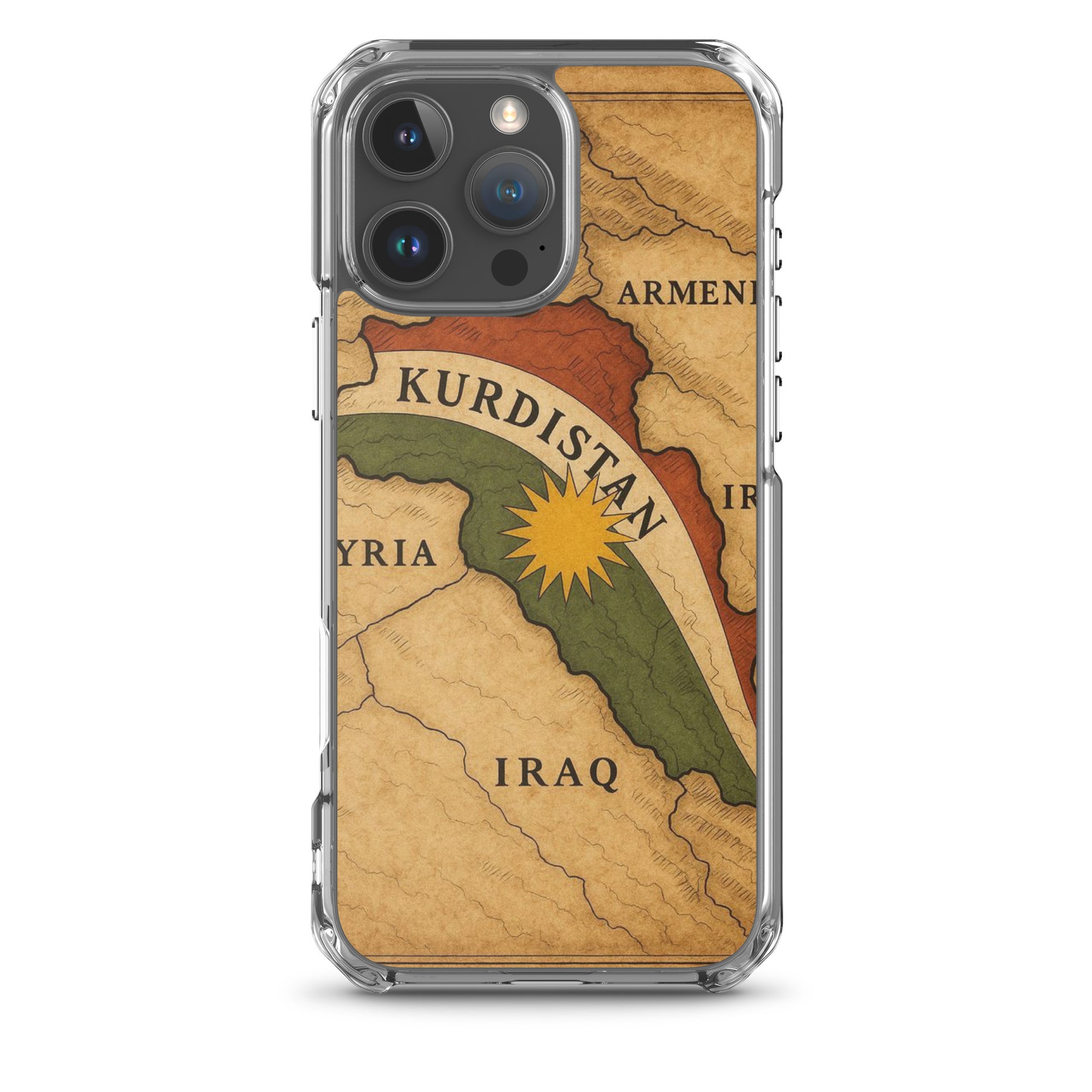 Kurdistan Map & Flag Clear iPhone Case | Kurdish 2+2=1 - Kurdish Identity Phone Case | MarsoniPrint