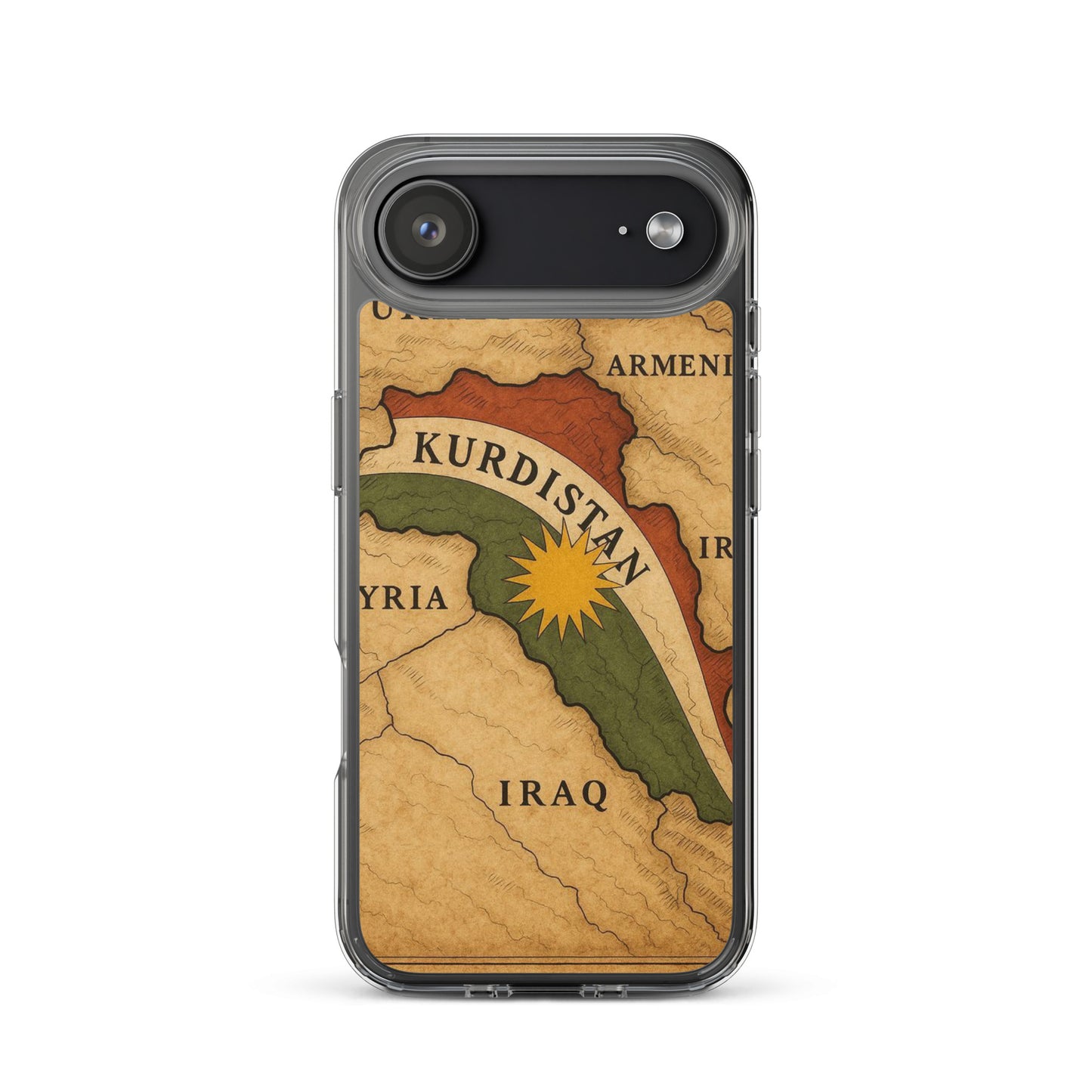 Kurdistan Map & Flag Clear iPhone Case | Kurdish 2+2=1 - Kurdish Identity Phone Case | MarsoniPrint
