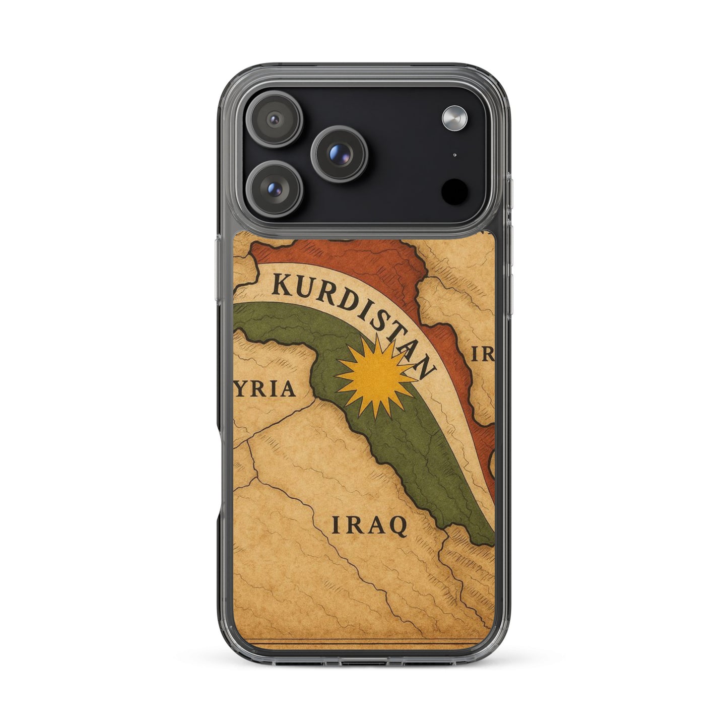 Kurdistan Map & Flag Clear iPhone Case | Kurdish 2+2=1 - Kurdish Identity Phone Case | MarsoniPrint