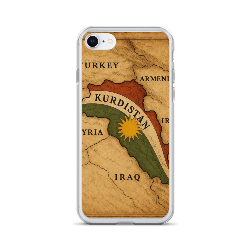 Kurdistan Map & Flag Clear iPhone Case | Kurdish 2+2=1 - Kurdish Identity Phone Case | MarsoniPrint