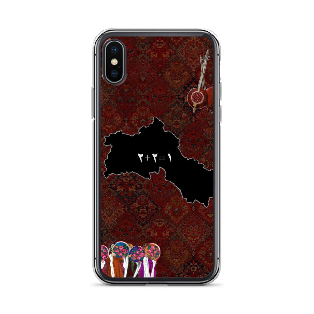 Kurdistan Map Clear iPhone Case | Kurdish 2+2=1 Phone Case - Kurdish Identity Phone Case | MarsoniPrint