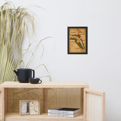 Kurdistan Map Flag Poster | Framed Matte Wall Art - Kurdish Wall Art Poster | MarsoniPrint