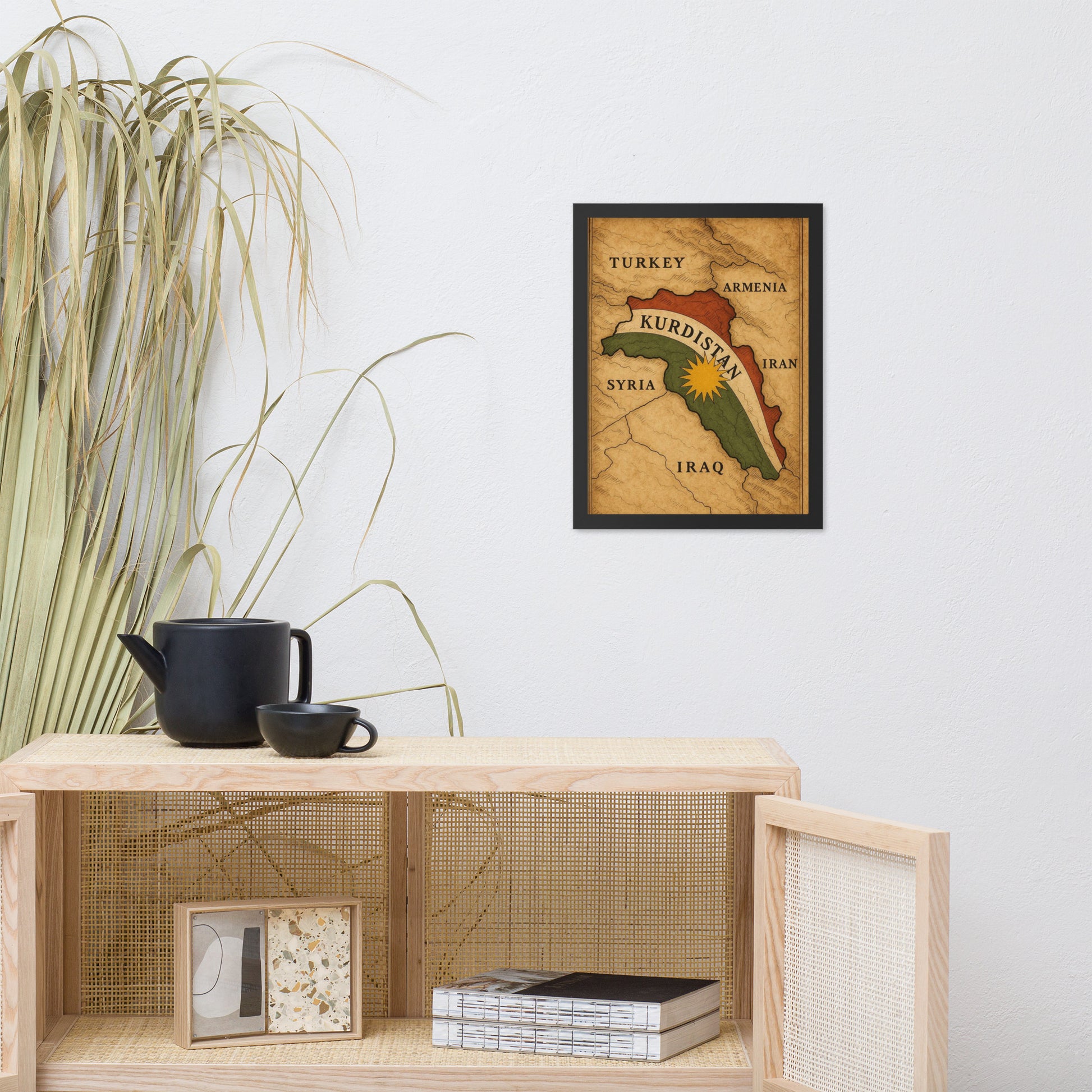 Kurdistan Map Flag Poster | Framed Matte Wall Art - Kurdish Wall Art Poster | MarsoniPrint