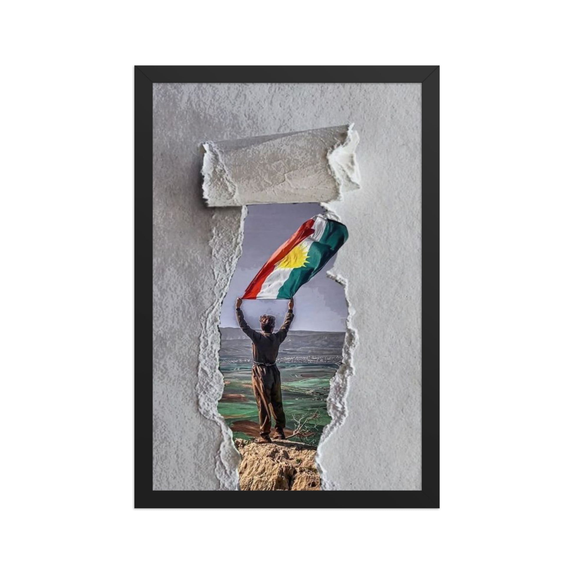 Kurdistan Flag Framed Poster | 2+2=1 Wall Art - Kurdish Wall Art Poster | MarsoniPrint