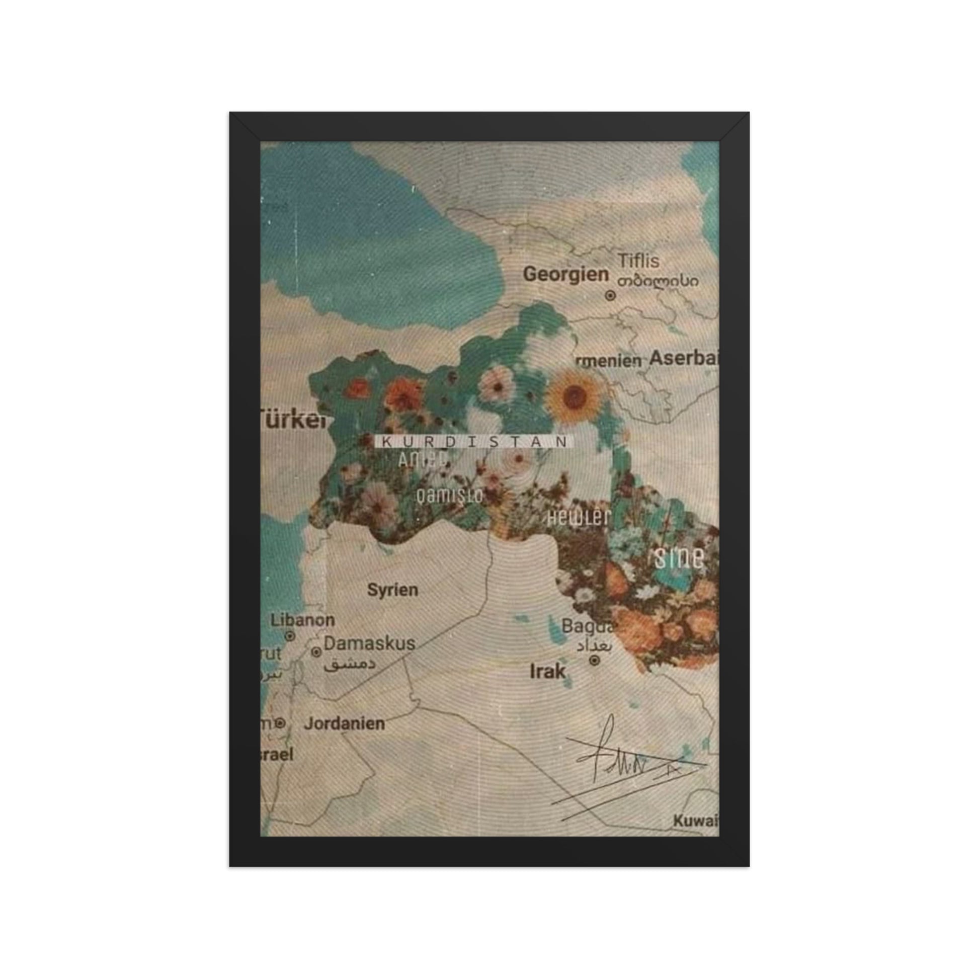 Kurdistan Map Framed Poster | Kurdish Wall Map - Kurdish Wall Art Poster | MarsoniPrint