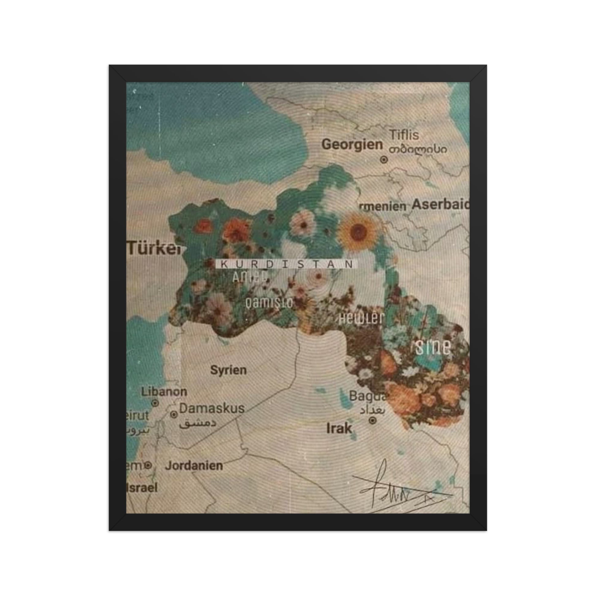 Kurdistan Map Framed Poster | Kurdish Wall Map - Kurdish Wall Art Poster | MarsoniPrint