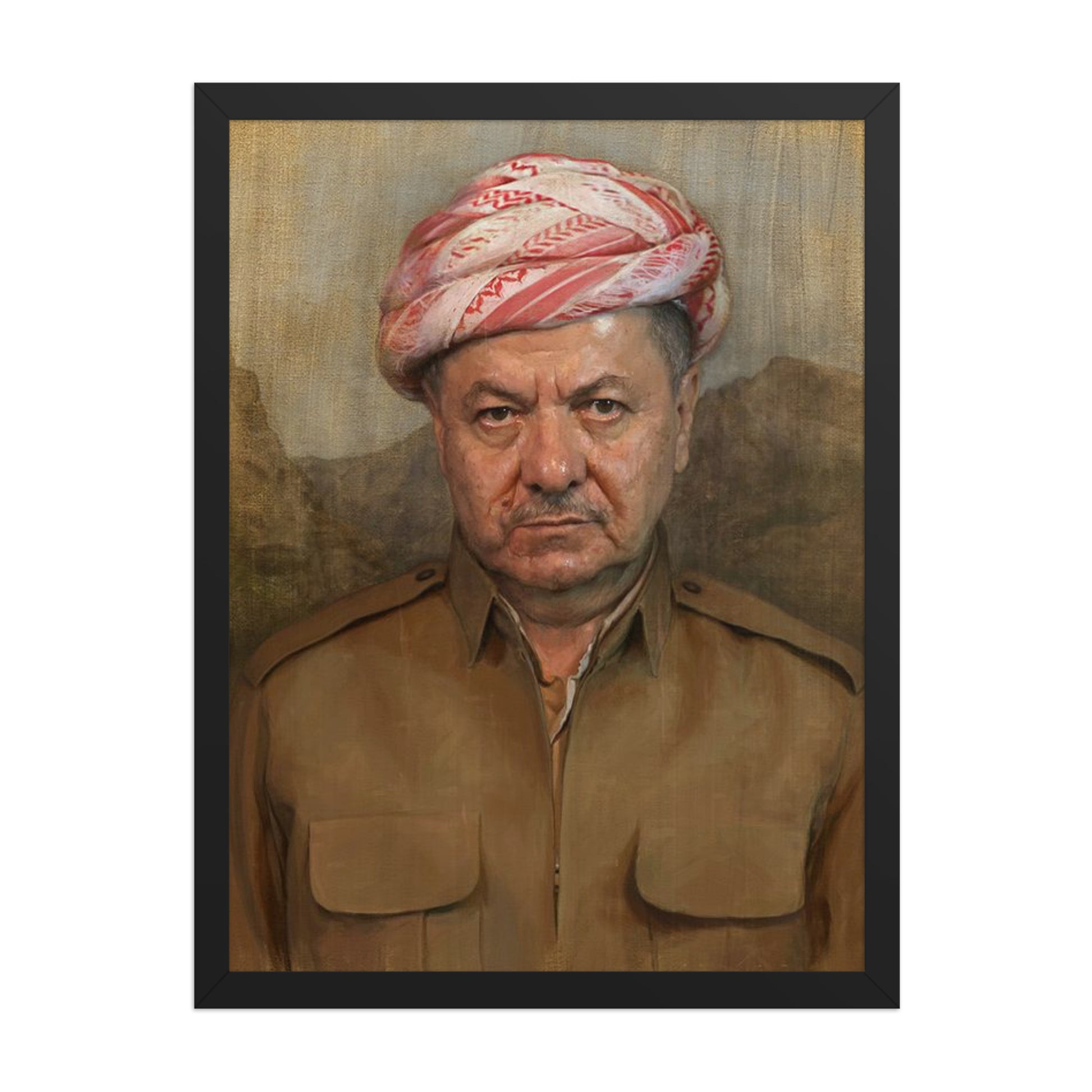 Mesut Barzani Framed Poster | Kurdish Leader Wall Art - Kurdish Wall Art Poster | MarsoniPrint