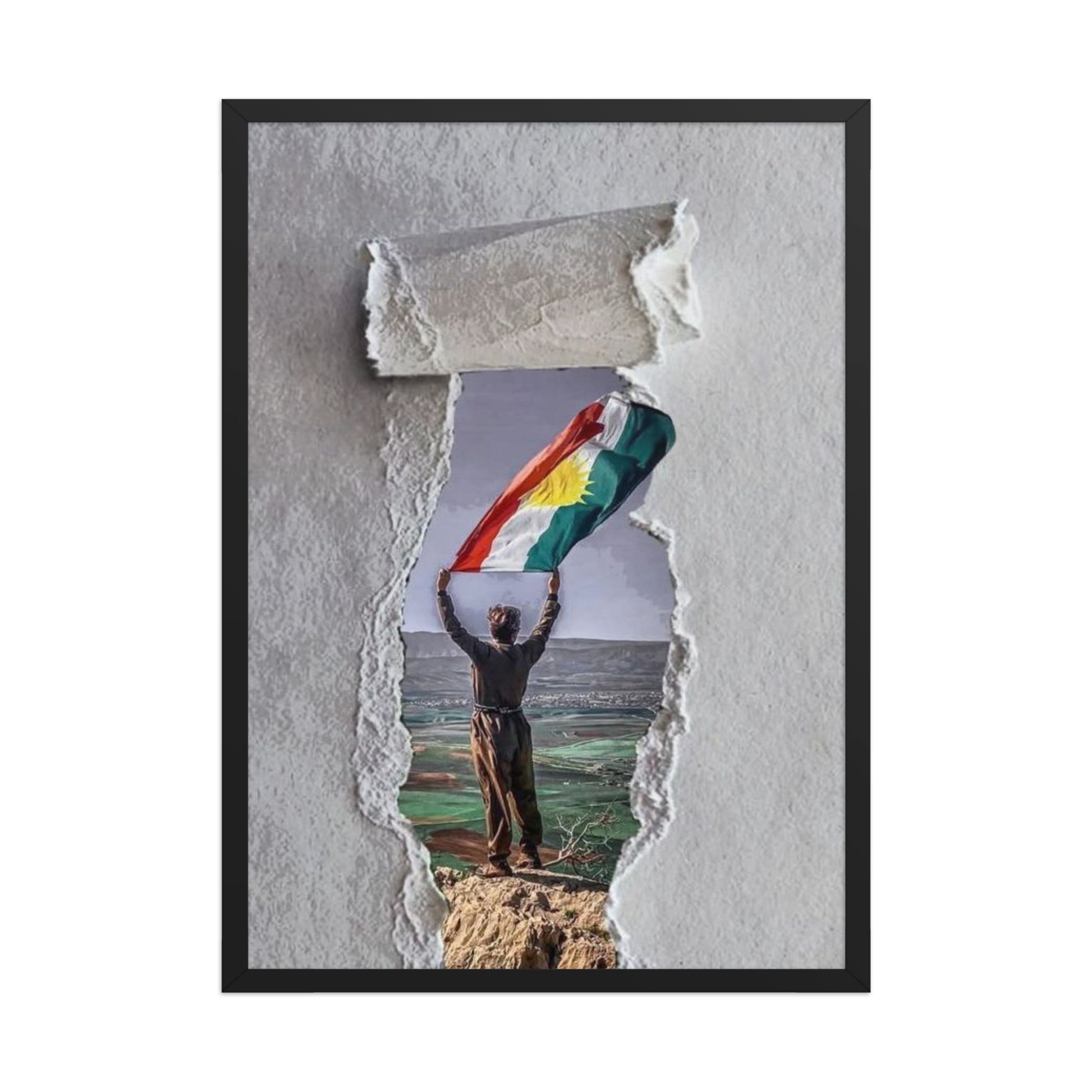 Kurdistan Flag Framed Poster | 2+2=1 Wall Art - Kurdish Wall Art Poster | MarsoniPrint