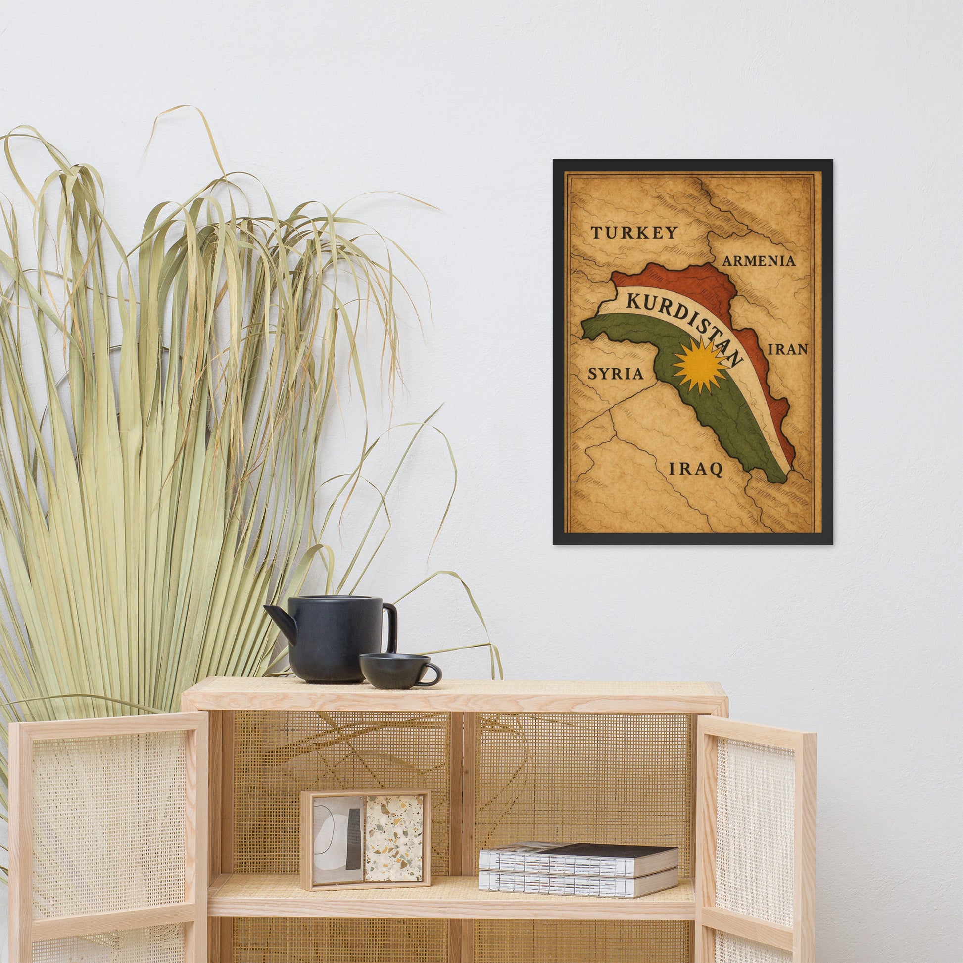 Kurdistan Map Flag Poster | Framed Matte Wall Art - Kurdish Wall Art Poster | MarsoniPrint