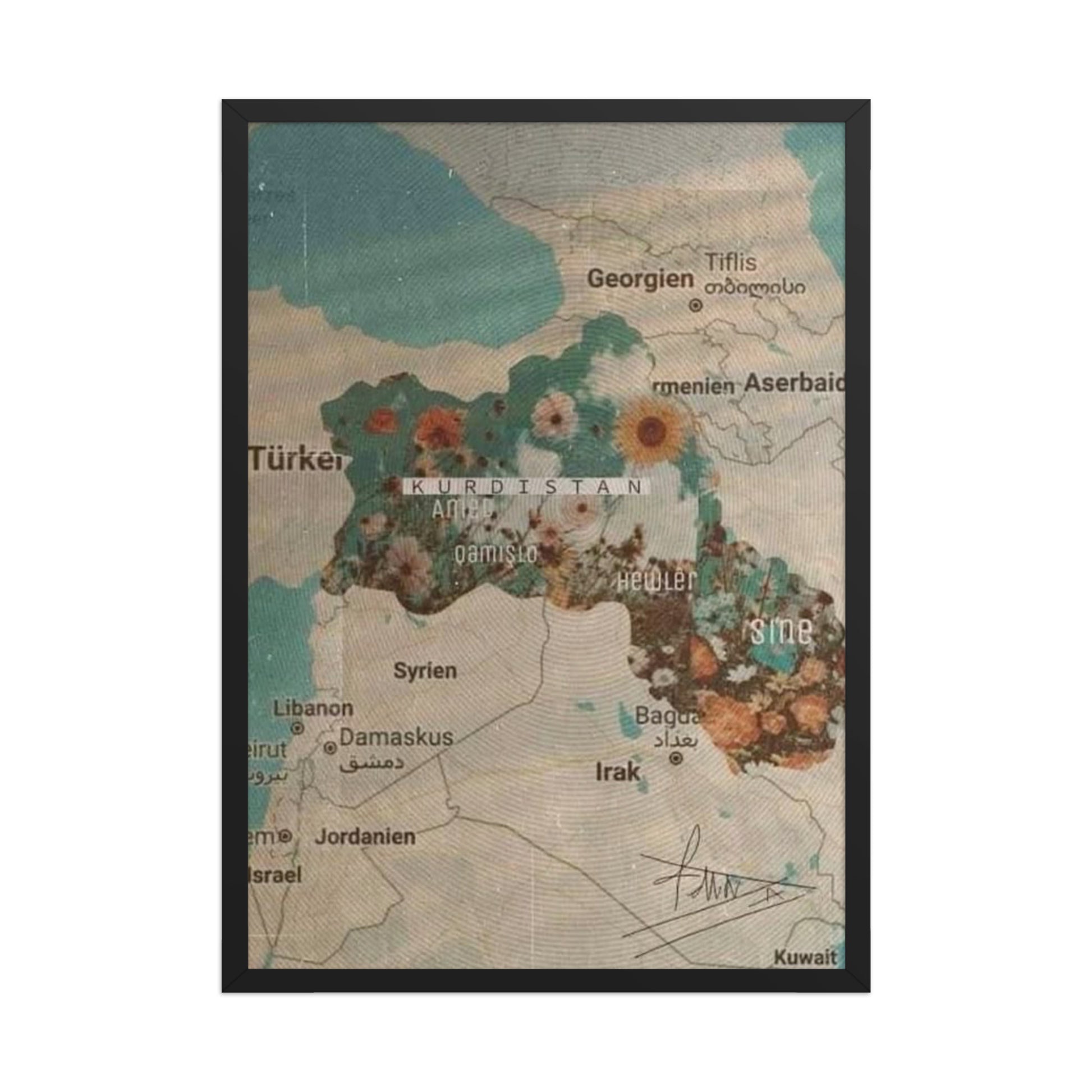 Kurdistan Map Framed Poster | Kurdish Wall Map - Kurdish Wall Art Poster | MarsoniPrint