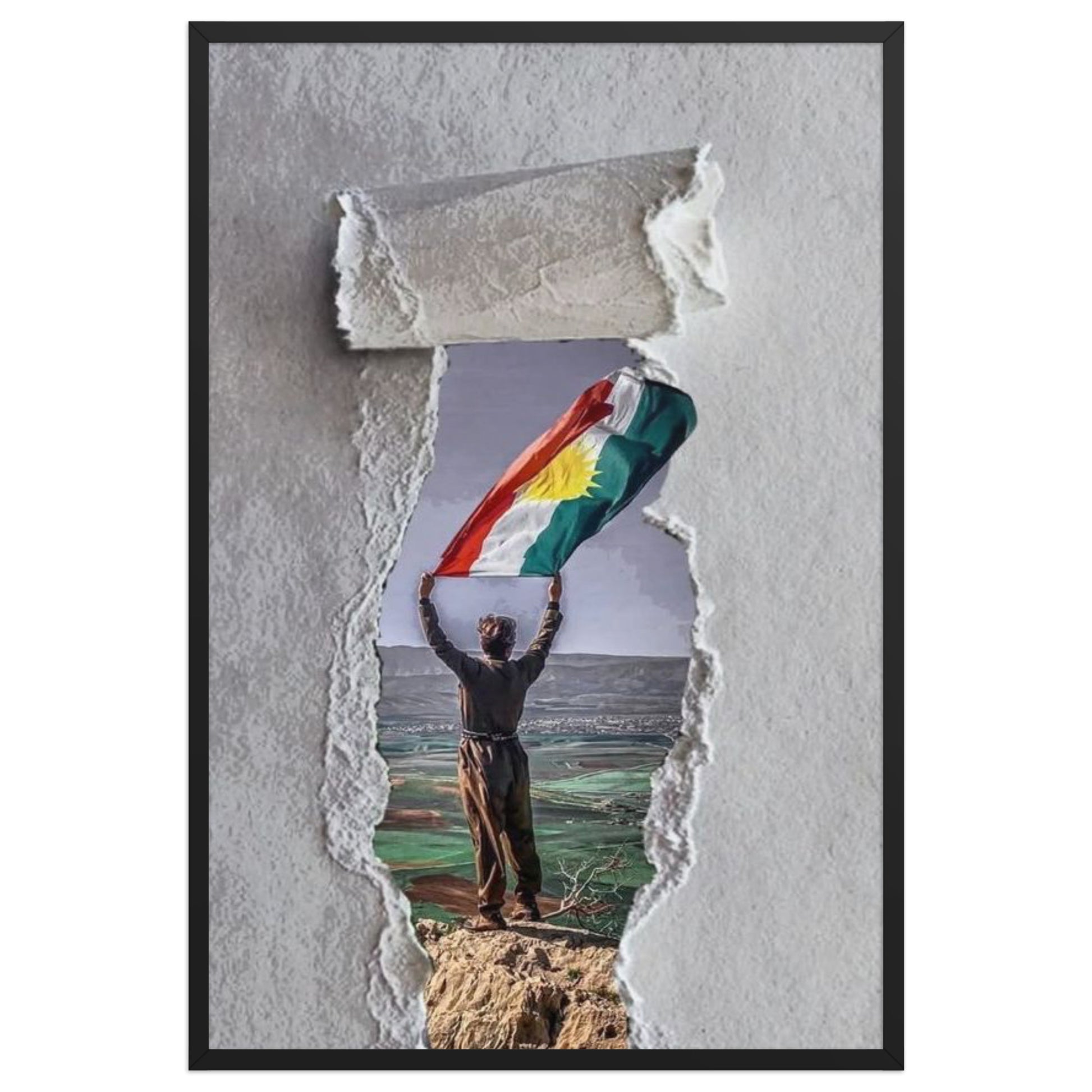 Kurdistan Flag Framed Poster | 2+2=1 Wall Art - Kurdish Wall Art Poster | MarsoniPrint