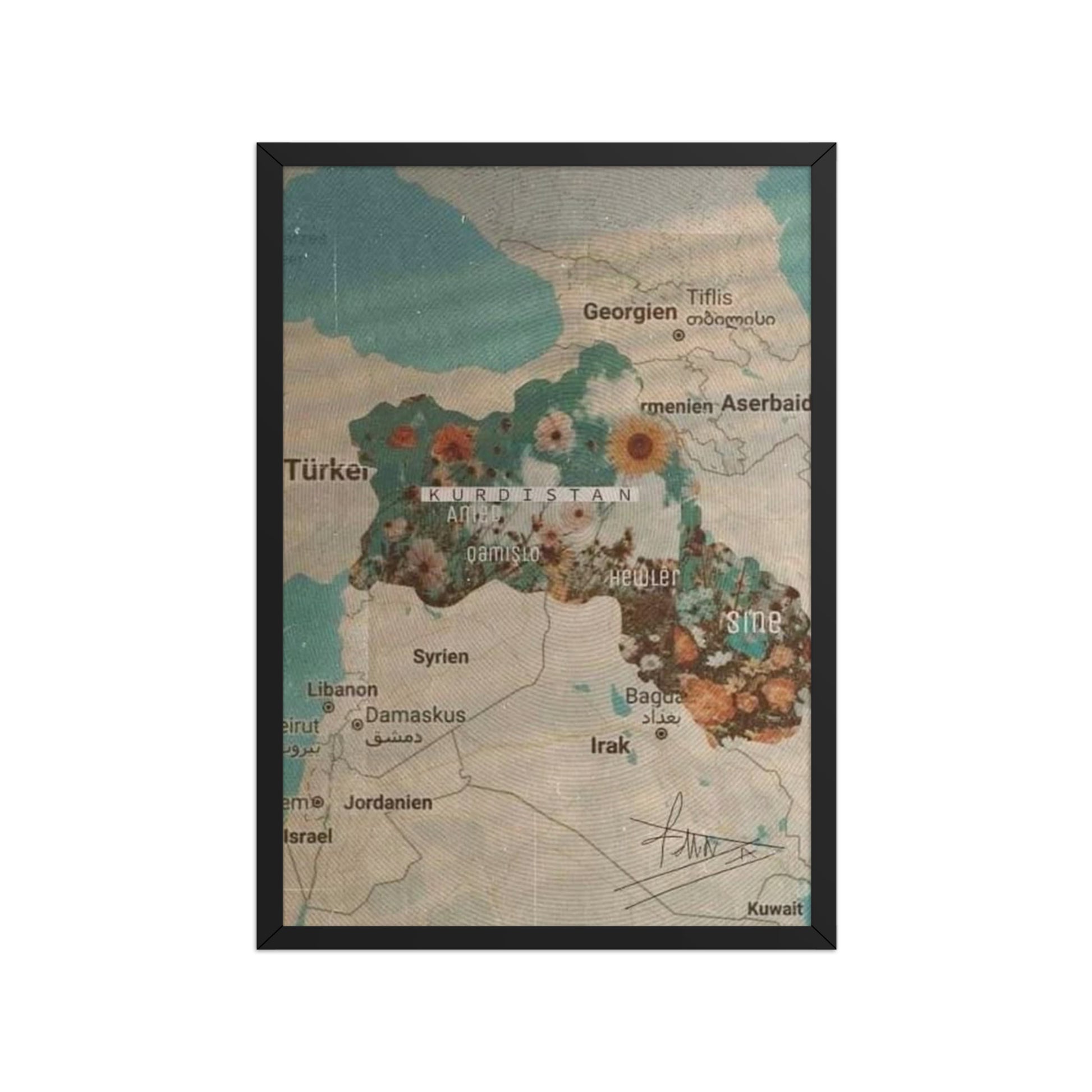 Kurdistan Map Framed Poster | Kurdish Wall Map - Kurdish Wall Art Poster | MarsoniPrint