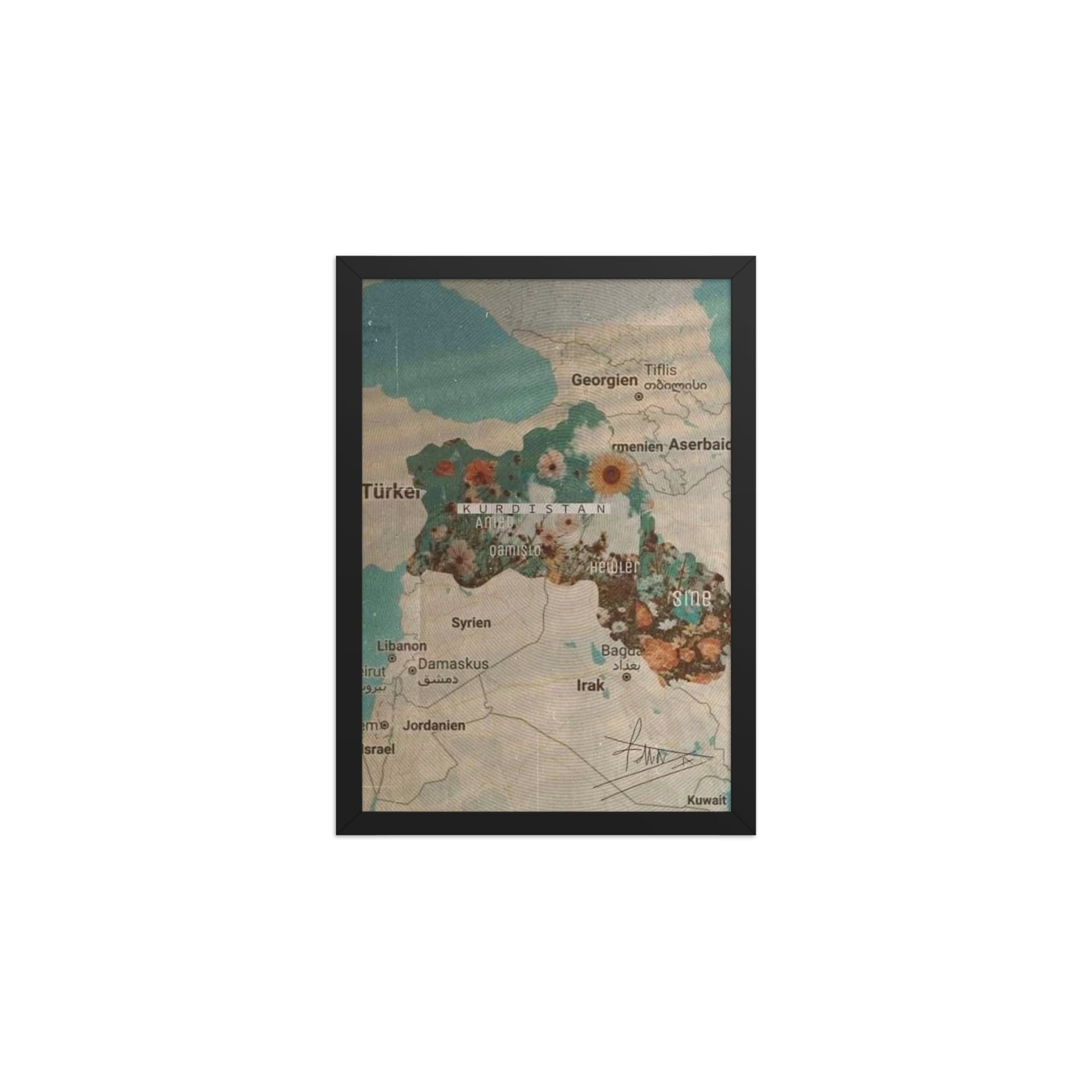 Kurdistan Map Framed Poster | Kurdish Wall Map - Kurdish Wall Art Poster | MarsoniPrint