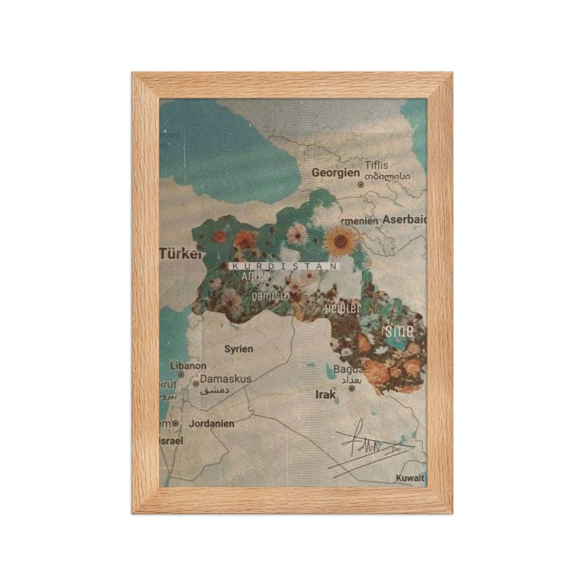 Kurdistan Map Framed Poster | Kurdish Wall Map - Kurdish Wall Art Poster | MarsoniPrint