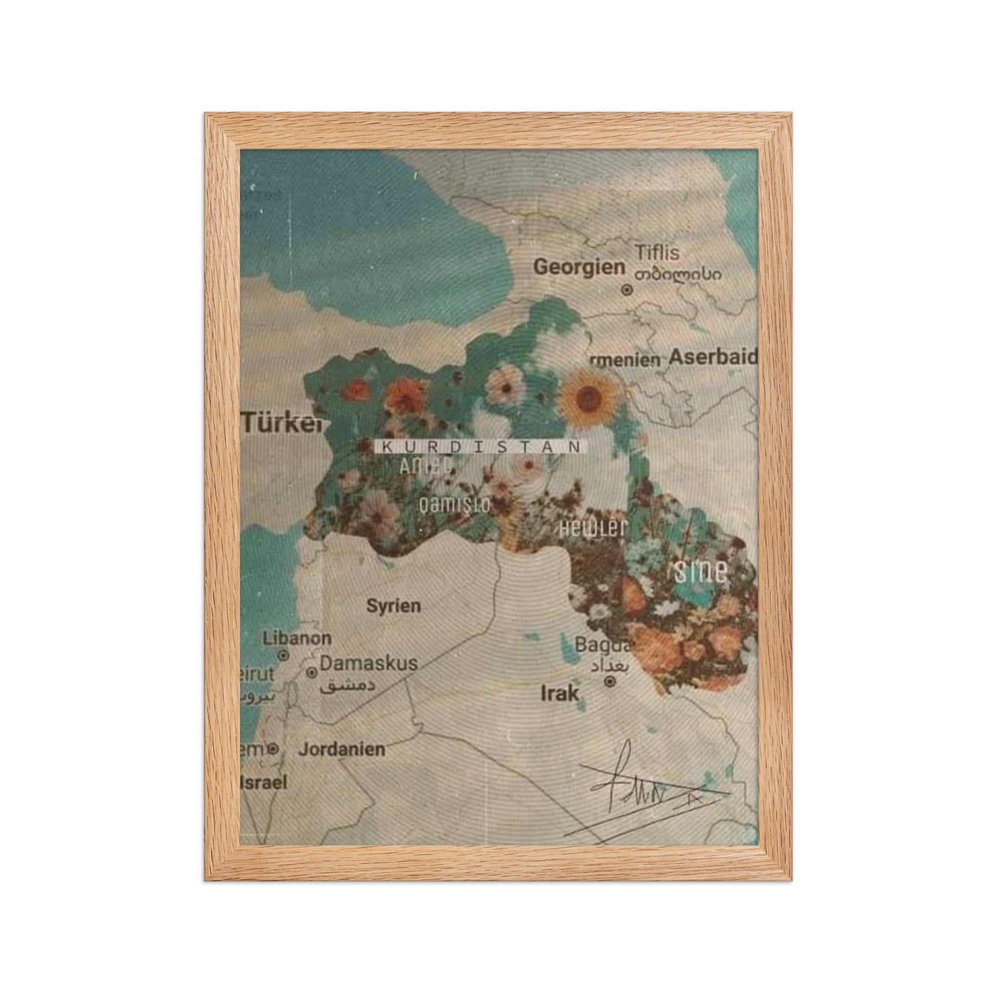 Kurdistan Map Framed Poster | Kurdish Wall Map - Kurdish Wall Art Poster | MarsoniPrint