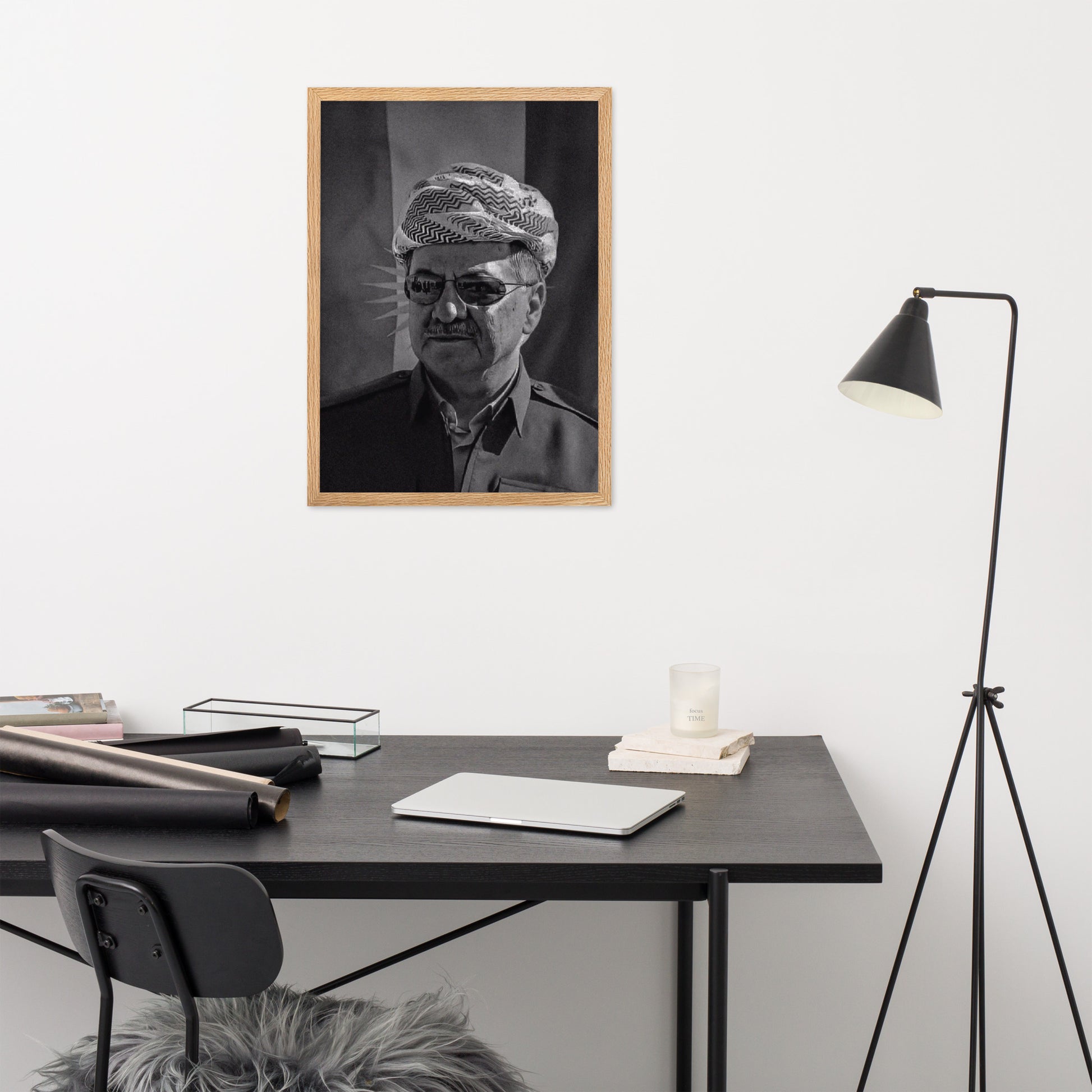 Barzani Portrait Framed Poster | Kurdish Leader Wall Art - Kurdish Wall Art Poster | MarsoniPrint
