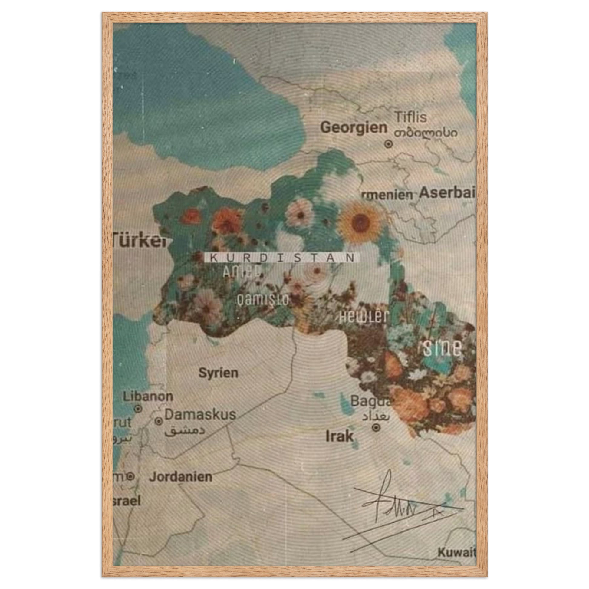 Kurdistan Map Framed Poster | Kurdish Wall Map - Kurdish Wall Art Poster | MarsoniPrint