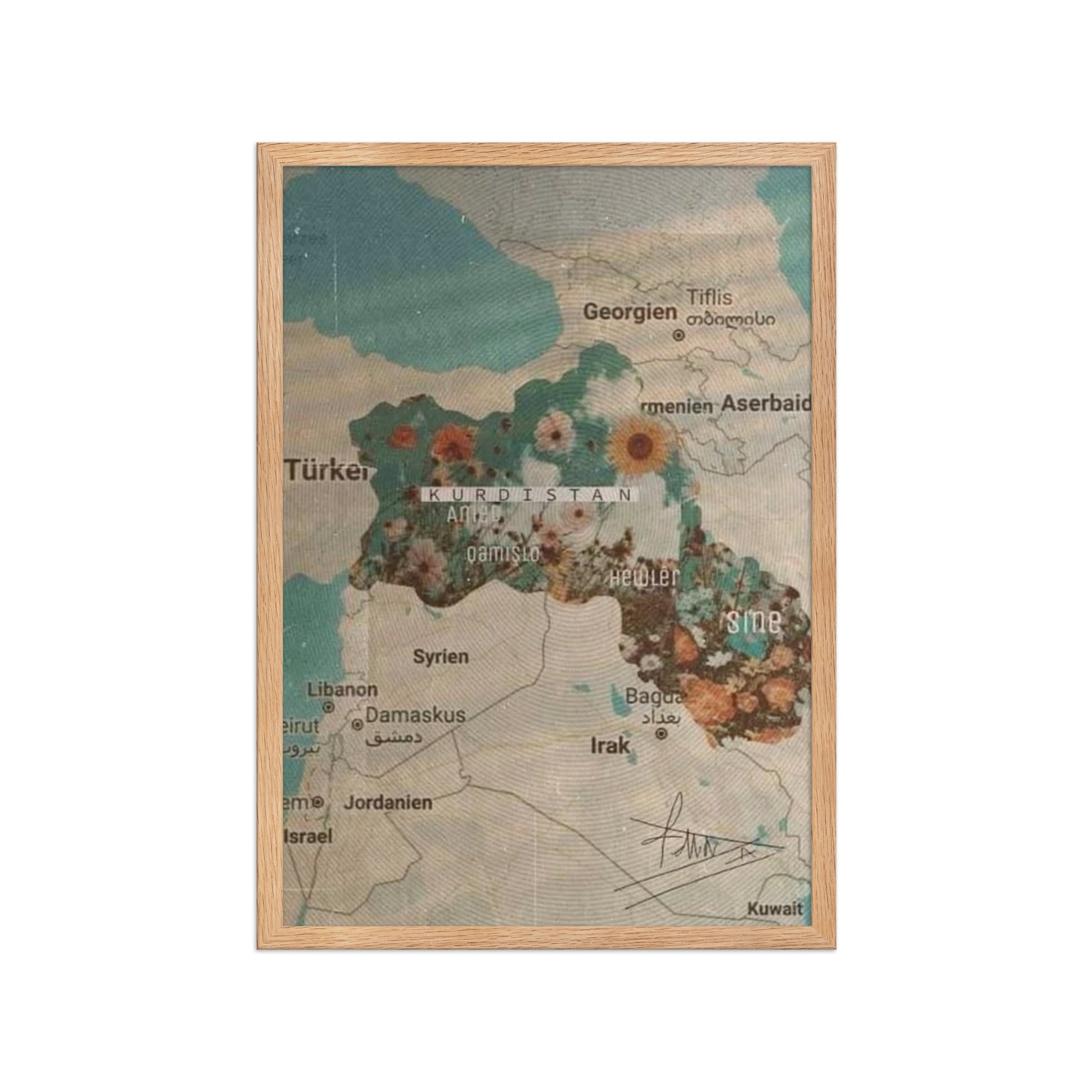 Kurdistan Map Framed Poster | Kurdish Wall Map - Kurdish Wall Art Poster | MarsoniPrint
