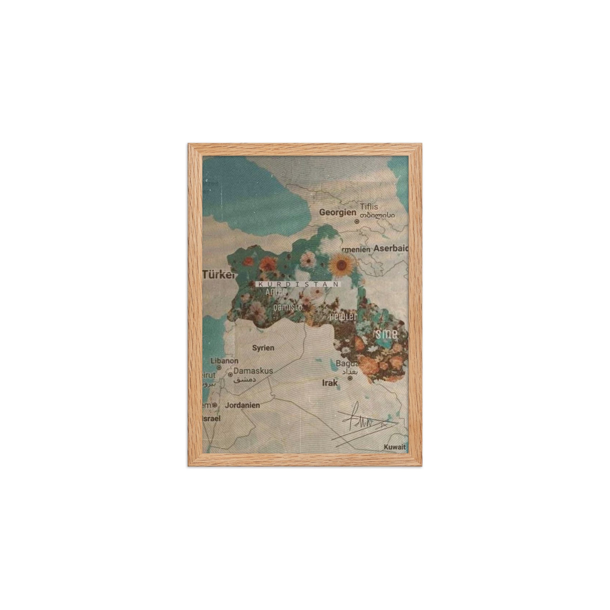 Kurdistan Map Framed Poster | Kurdish Wall Map - Kurdish Wall Art Poster | MarsoniPrint