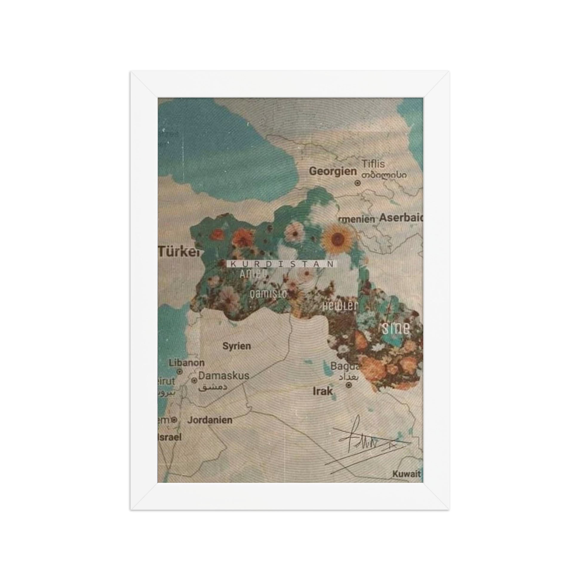Kurdistan Map Framed Poster | Kurdish Wall Map - Kurdish Wall Art Poster | MarsoniPrint