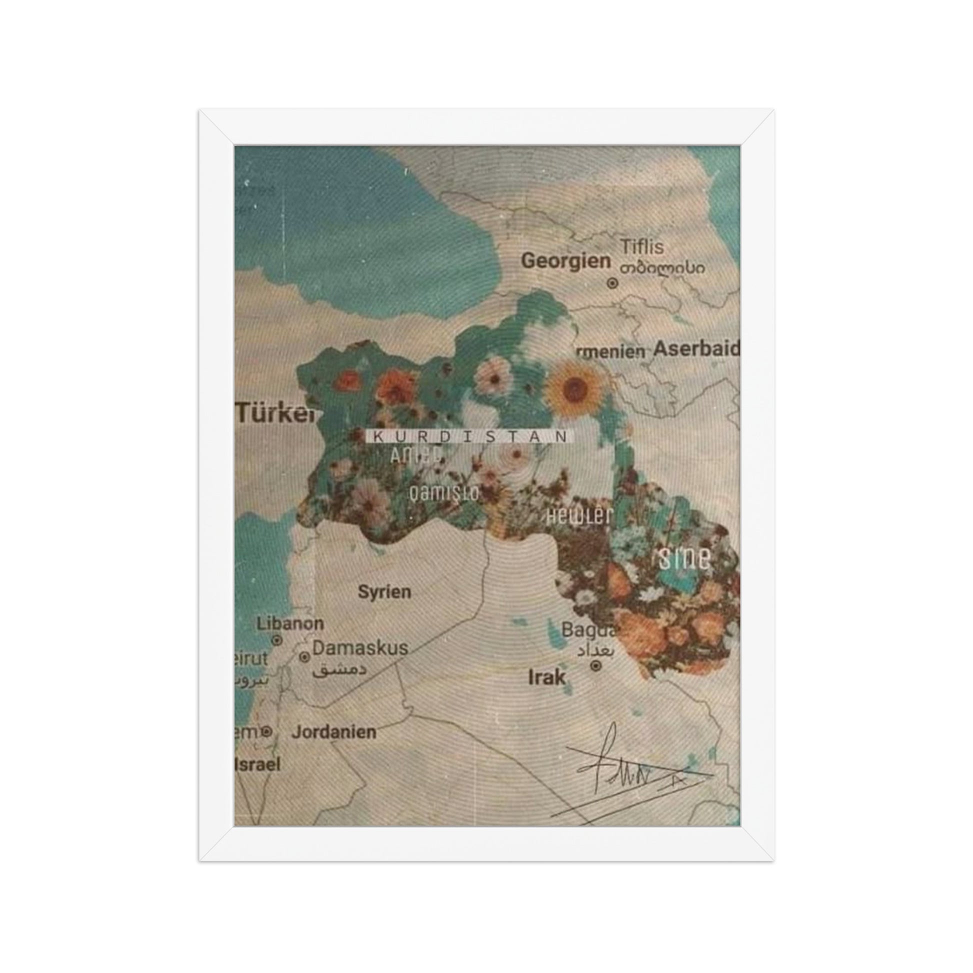 Kurdistan Map Framed Poster | Kurdish Wall Map - Kurdish Wall Art Poster | MarsoniPrint