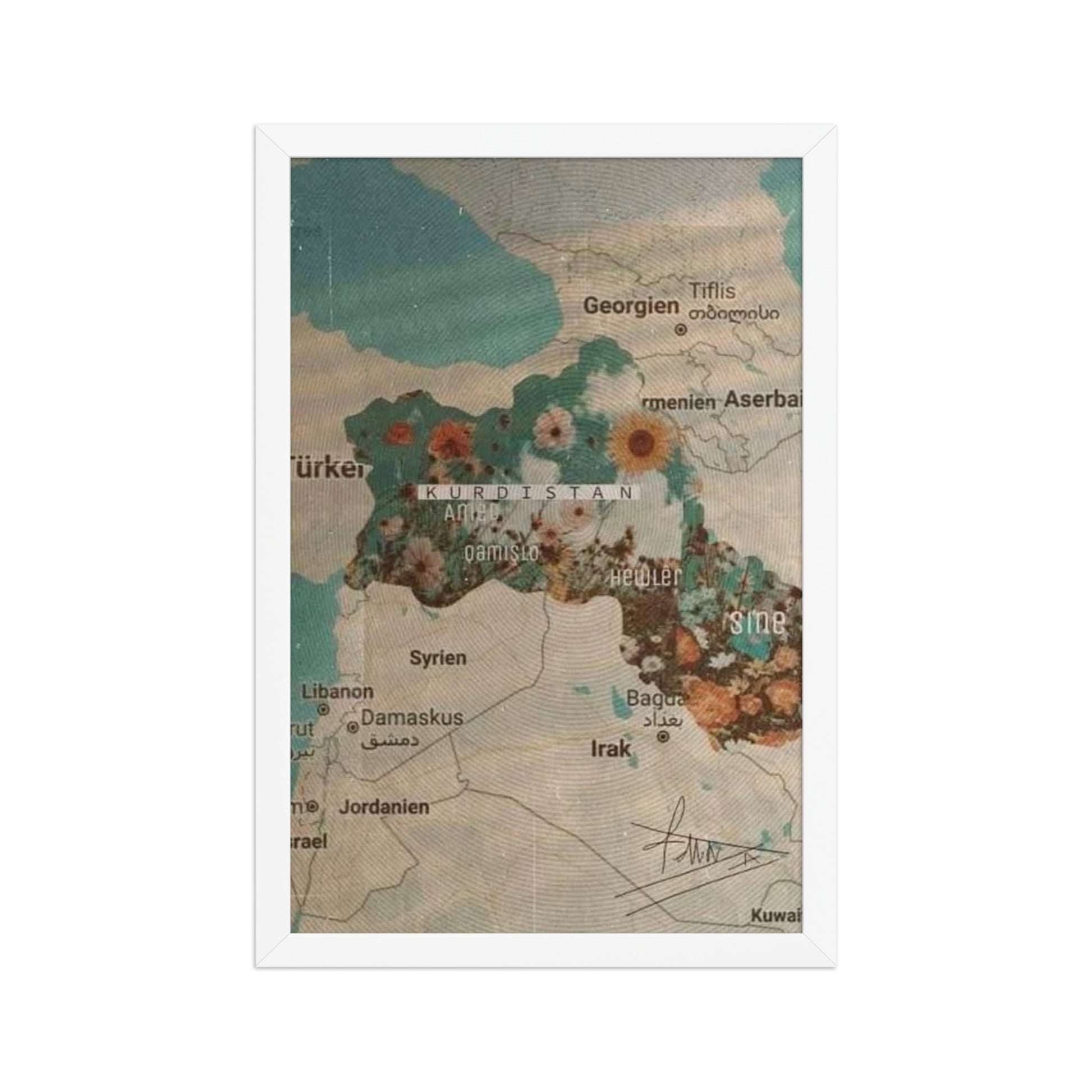 Kurdistan Map Framed Poster | Kurdish Wall Map - Kurdish Wall Art Poster | MarsoniPrint