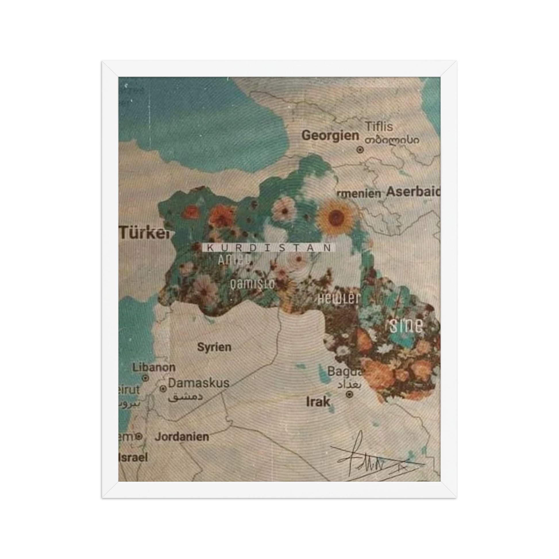 Kurdistan Map Framed Poster | Kurdish Wall Map - Kurdish Wall Art Poster | MarsoniPrint