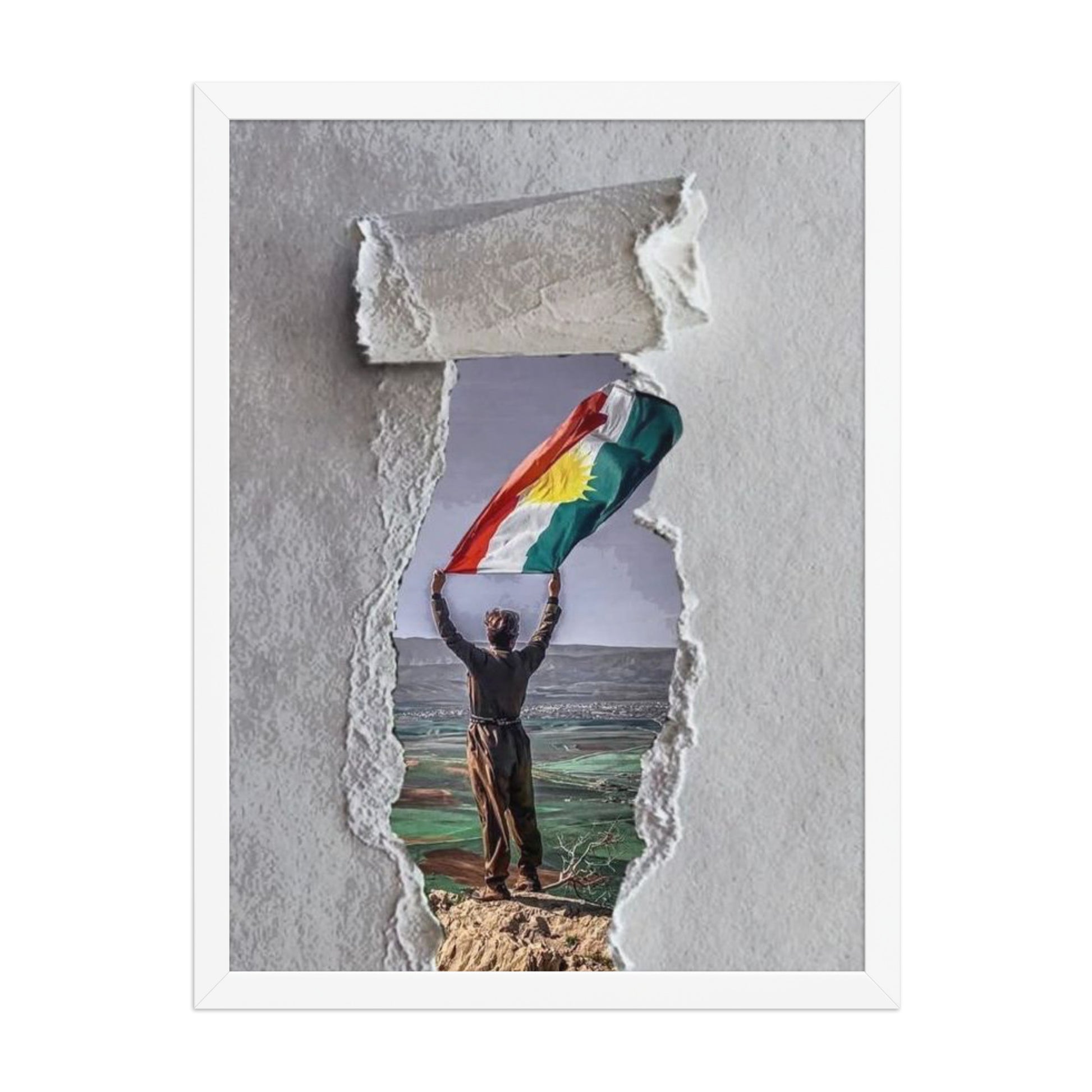 Kurdistan Flag Framed Poster | 2+2=1 Wall Art - Kurdish Wall Art Poster | MarsoniPrint
